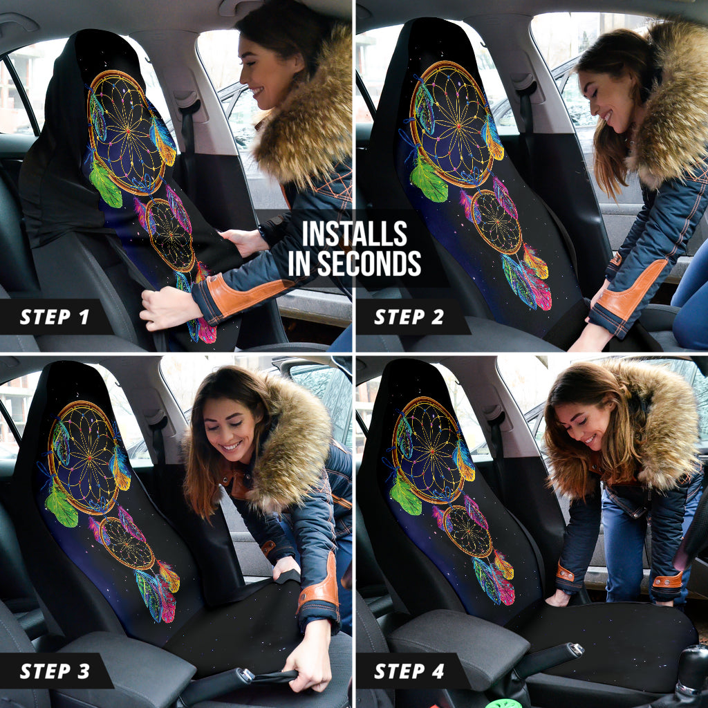 Premium Boho Dreamcatcher Car Seat Covers - Handmade Cotton Linen for Cars, SUVs & Trucks - Perfect for Road Trips, Camping & Bohemian Style Vehicles