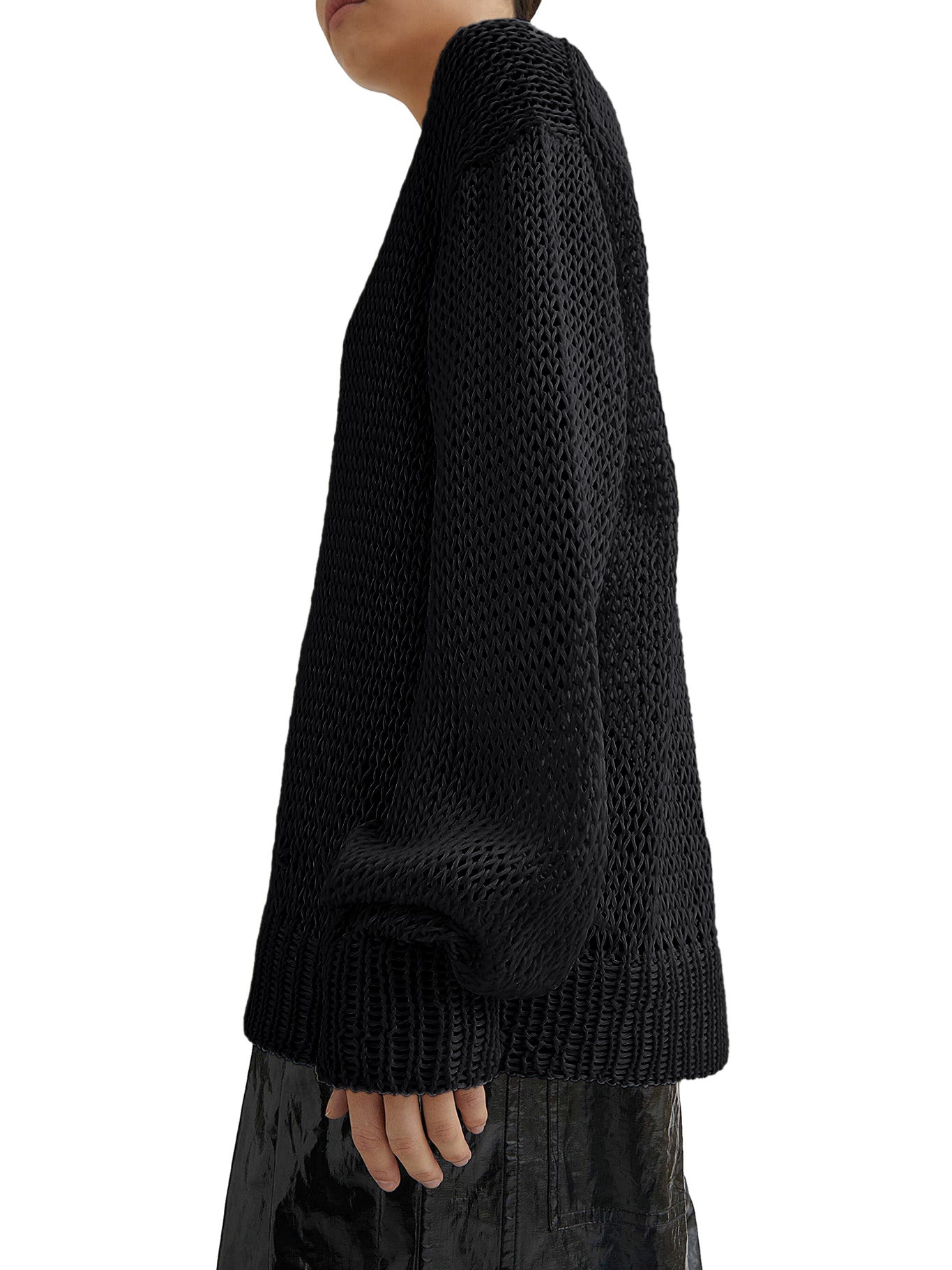 Openwork Silk Crewneck Sweater for Women - Lightweight & Breathable Knit Top for Casual Wear, Office & Date Nights