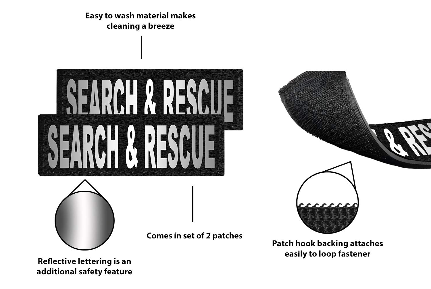 Dogline Search & Rescue Removable Velcro Patches for Small & Medium Dogs - Perfect for Training, Identification & Outdoor Adventures