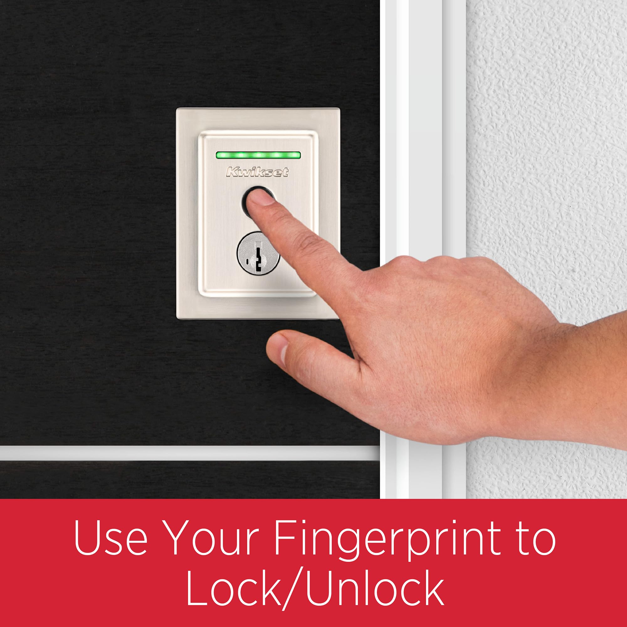 Kwikset Smart Lock with Fingerprint & Keyless Entry - Auto Locking, Satin Nickel Finish for Home Security & Smart Door Access