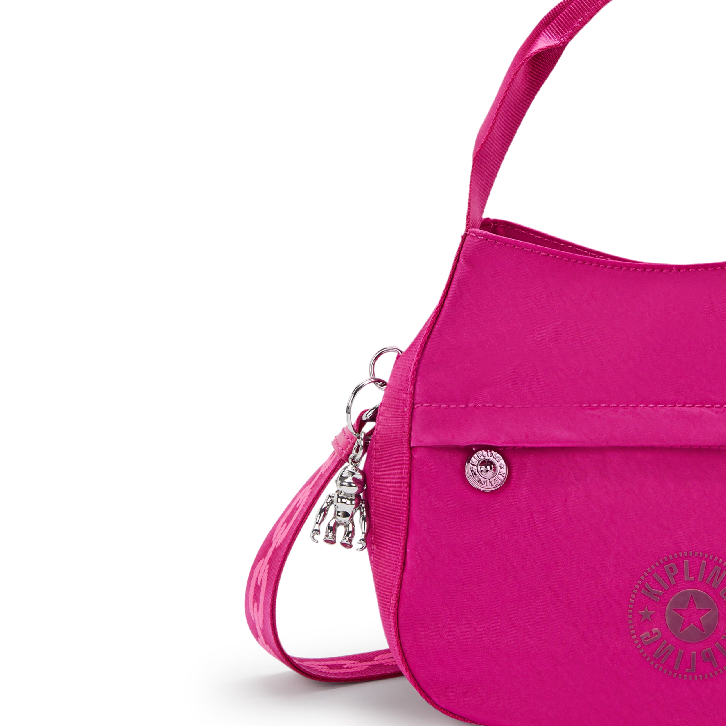 Kipling Bahar Satin Shoulder Bag for Women - Lightweight Crossbody Purse with Adjustable Strap, Fuchsia Night Pink - Perfect for Work, Travel & Everyday Use
