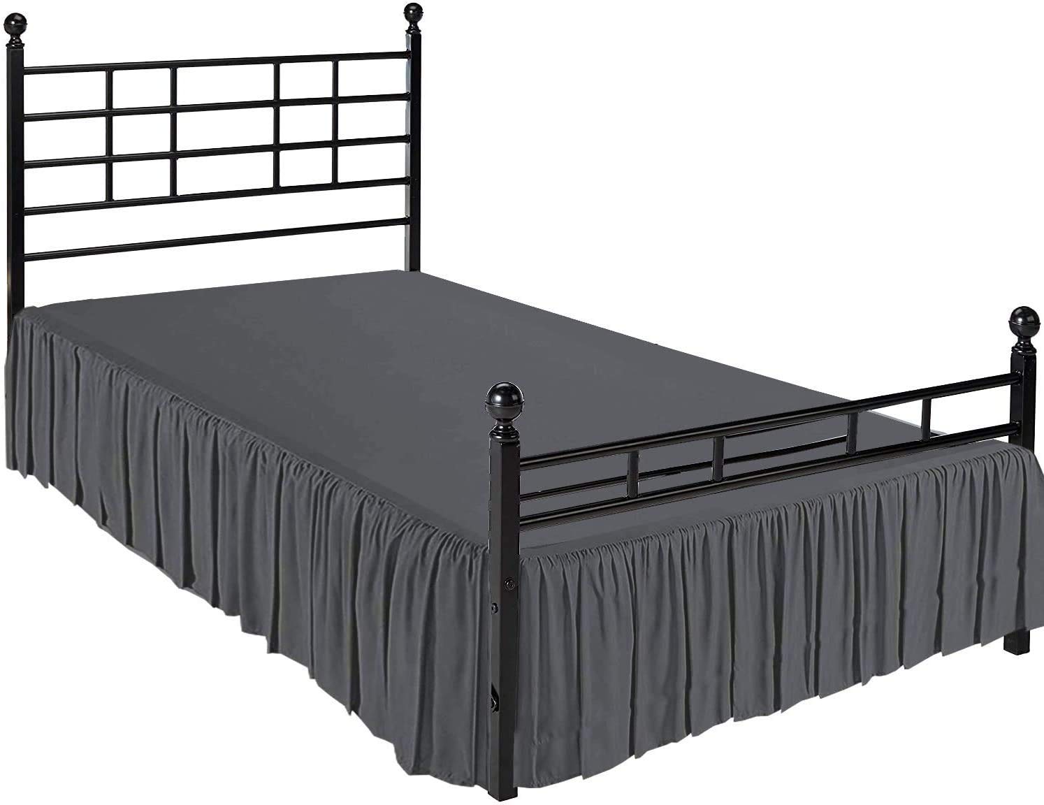 Premium 100% Microfiber Dust Ruffle Bed Skirt - Split Corner Design, Soft & Wrinkle-Free with 21
