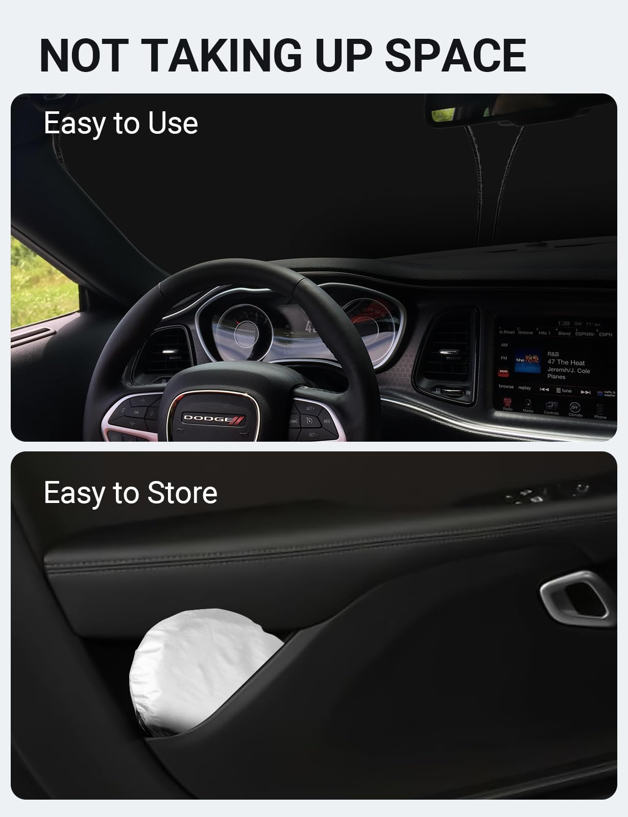 2025 Upgrade Proadsy Front Windshield Sun Shade - Foldable Car Sunshade Protector for 2015-2025 Dodge Challenger | UV Protection & Heat Reduction | Perfect for Summer Parking & Road Trips