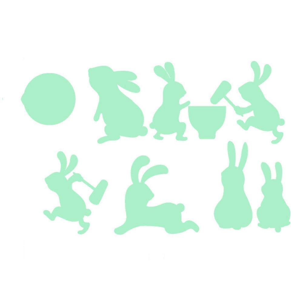 JJJee Glow in the Dark Bunny Wall Stickers - Self-Adhesive Fluorescent Decals for Kids Room, Nursery, Bedroom & Living Room Decor - Perfect Night Light Wall Art for Children's Bedtime