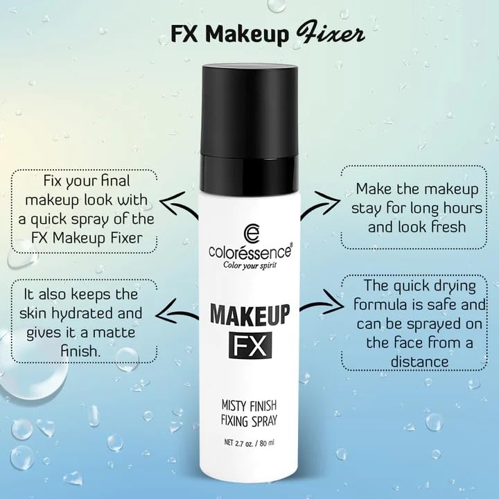 COLORESSENCE FX Misty Finish Makeup Setting Spray - Hydrating, Oil Control & Long Lasting Makeup Fixer with Niacinamide (80ml) | Perfect for Daily Wear, Special Occasions & Hot Weather