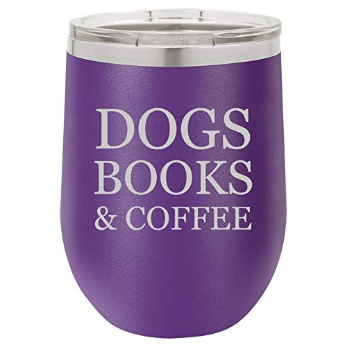12 oz Double Wall Vacuum Insulated Stainless Steel Wine Tumbler - Stemless Coffee Travel Mug with Lid - Leakproof & Sweatproof - Perfect for Hot/Cold Drinks, Office, Commuting & Outdoor Activities (Purple)