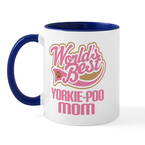 White/Navy Inside - Yorkie Poo Dog Mom Mug