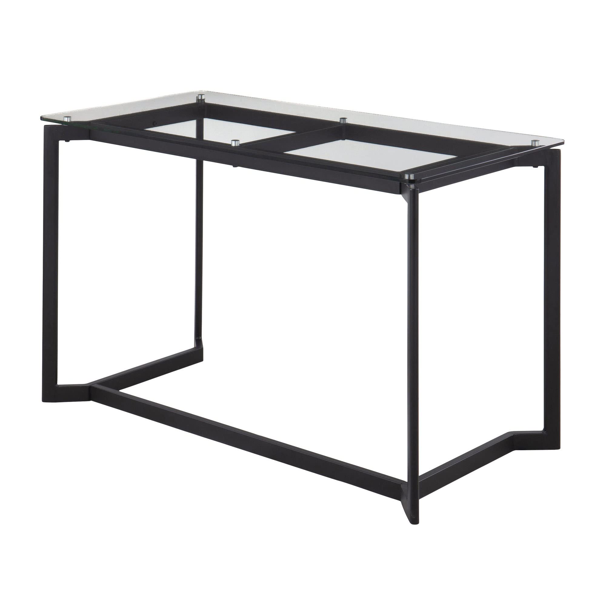 LumiSource Masters Glass Desk - Modern Home Office & Gaming Desk, Small Black Computer Desk for Bedroom, Mid Century Style Workspace | Perfect for Remote Work, Online Classes & Compact Spaces