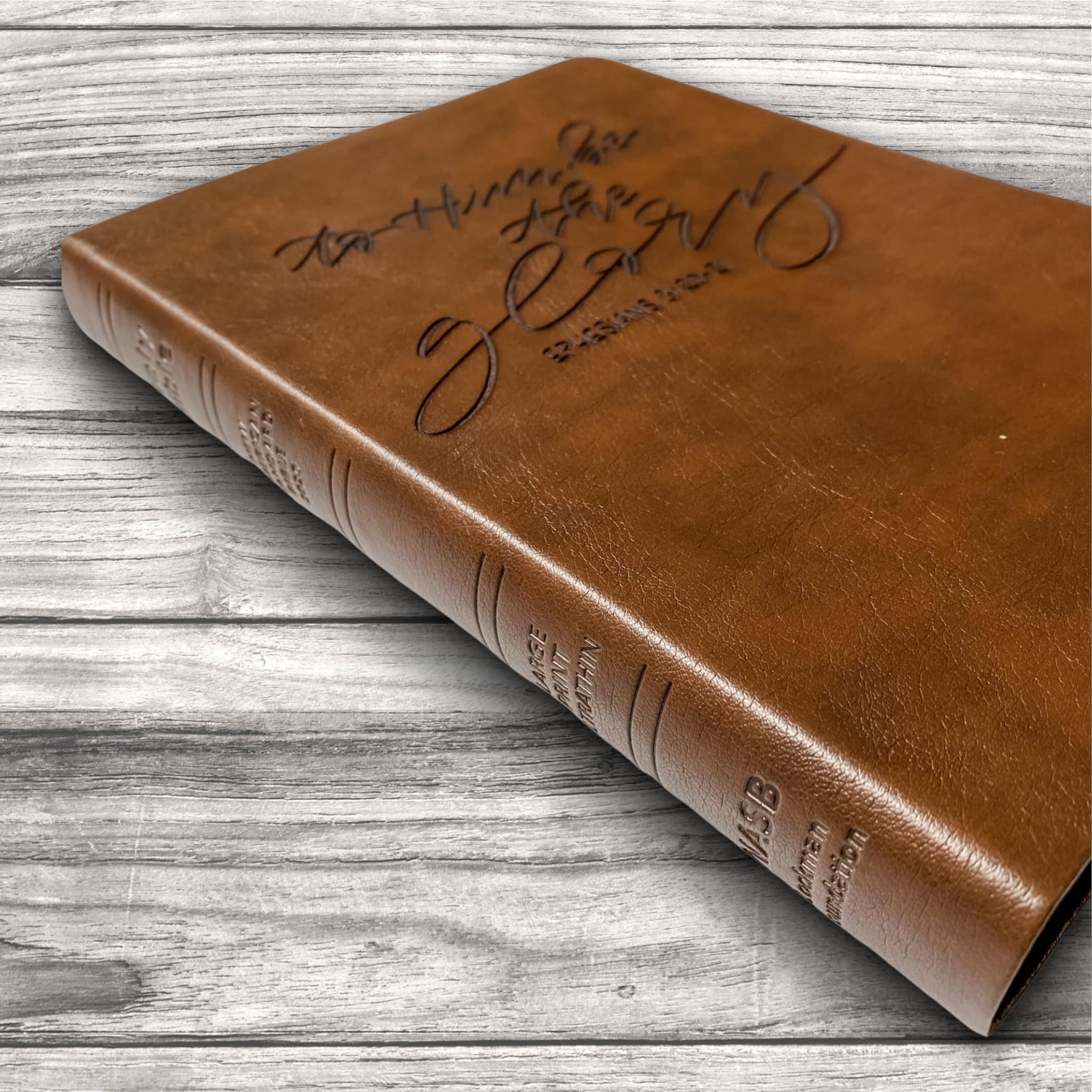 Personalized NASB Large Print Reference Bible - Hand Lettered & Laser Engraved Brown Leather Cover | Custom Name Engraving Available | Perfect for Daily Devotion, Bible Study & Gift Giving