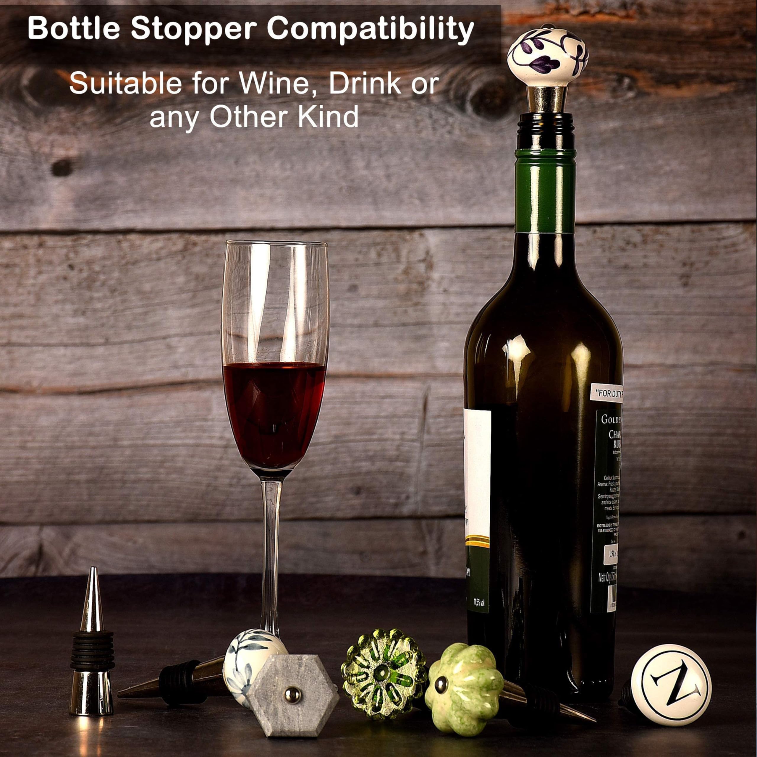 Premium Diamond Wine Stoppers Set of 4 - Clear Glass Bottle Stoppers for Wine, Champagne & Liquor Bottles | Elegant Wine Preservation & Party Serving Accessories