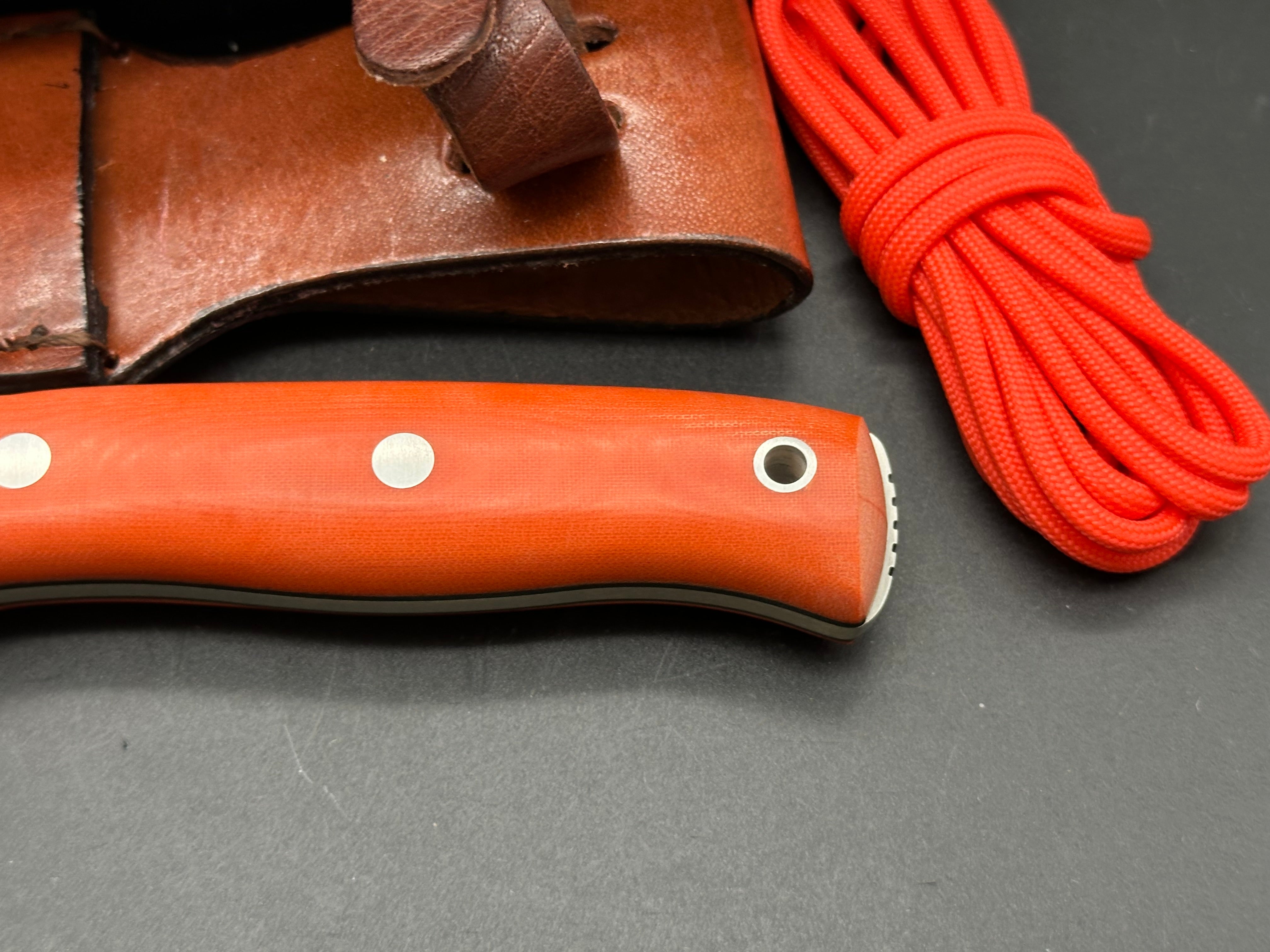 Joker Bushcraft Survival Drop Point Knife - Orange Canvas Micarta Handle - Outdoor Camping, Hunting & Survival Gear for Bushcraft Enthusiasts