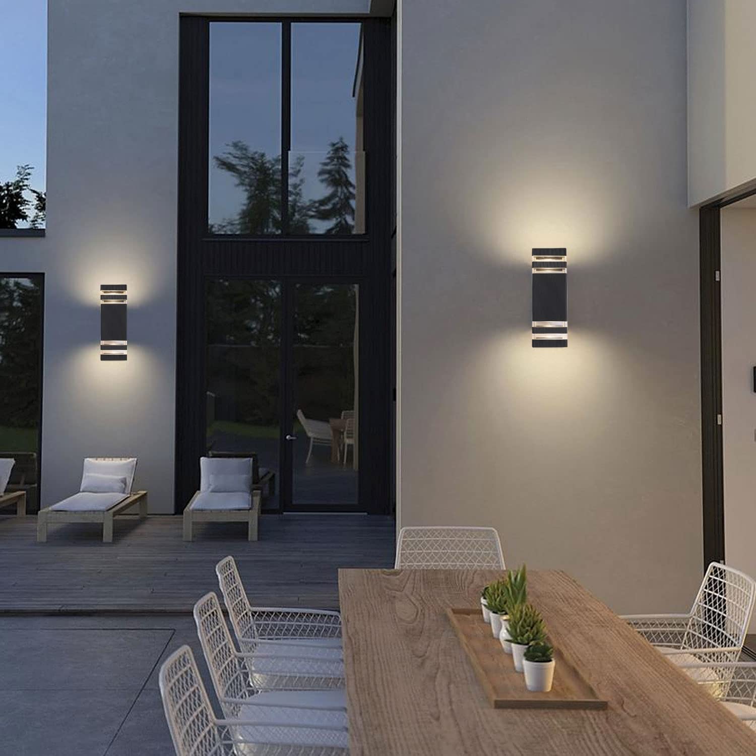 4-Pack Black LED Outdoor Wall Lights - Modern Waterproof Aluminum Exterior Light Fixtures for House, Garage, Garden & Porch - Perfect for Pathway, Patio, and Entryway Lighting