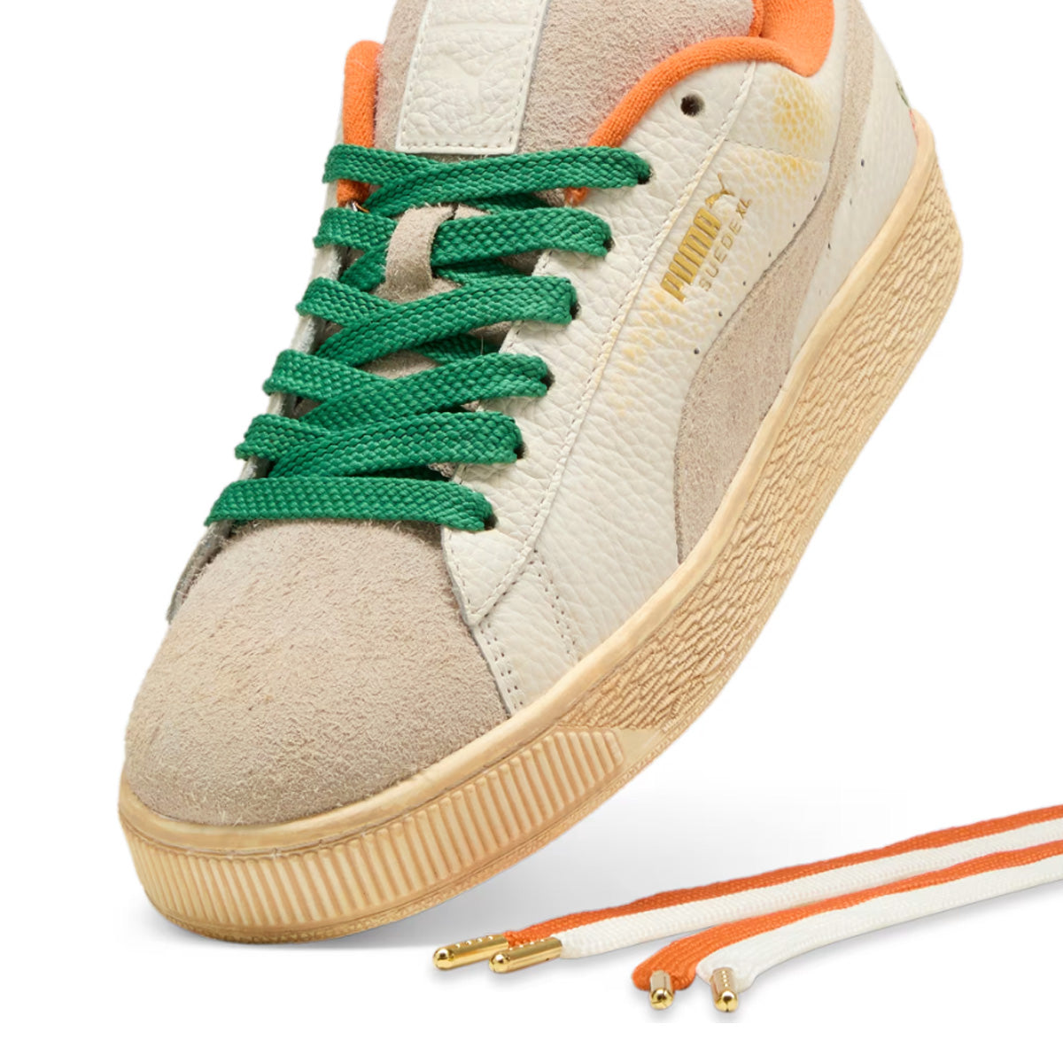 Carrots Suede XL Sneakers in Warm White & Rickie Orange | Stylish & Comfortable Men's Shoes for Casual Wear, Street Fashion & Everyday Outfits