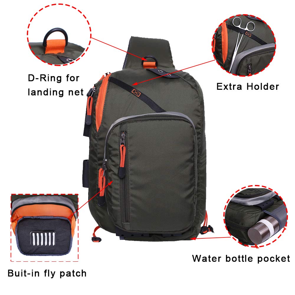 **Kylebooker Fly Fishing Sling Pack - Waterproof Shoulder Bag for Tackle Storage - Perfect for Fly Fishing, Hiking & Outdoor Adventures**