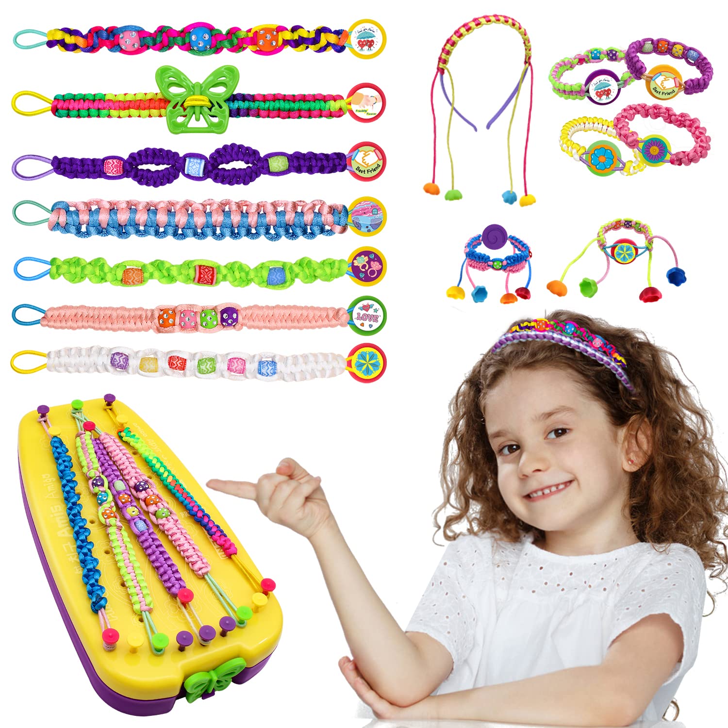 WELWOE Friendship Bracelet Making Kit for Girls Ages 6-12 - DIY Jewelry Craft Set with Strings & Beads - Best Creative Gift for Kids Birthday, Christmas & Party Favors - Fun Arts & Crafts Activity for Sleepovers, Summer Camp & Playdates
