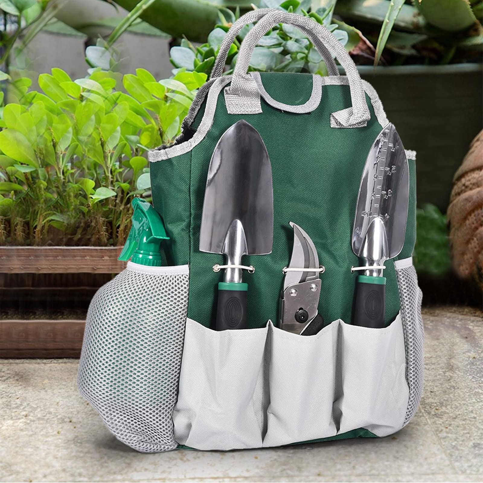 11-Piece Heavy Duty Aluminum Alloy Garden Tool Set with Storage Bag - Ergonomic Hand Tools for Men & Women - Perfect for Planting, Weeding & Landscaping (Green)