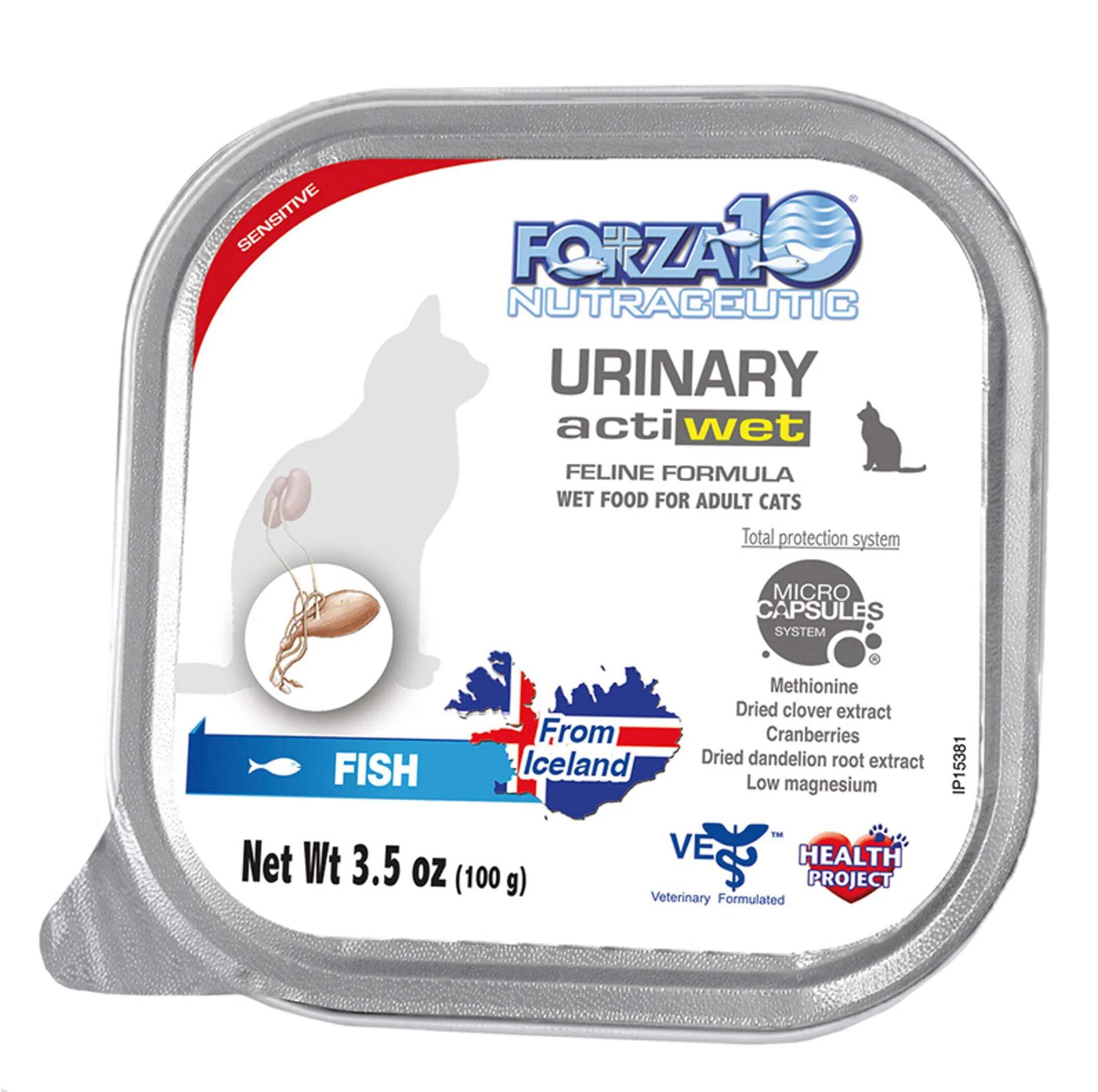Forza10 Urinary Tract Cat Food Wet - Fish Flavor UTI Support for Cats | Vet Formulated Urinary Health Cat Food | 3.5 oz Cans, 32 Pack Case | Made in Italy | Ideal for Indoor Cats with Urinary Issues