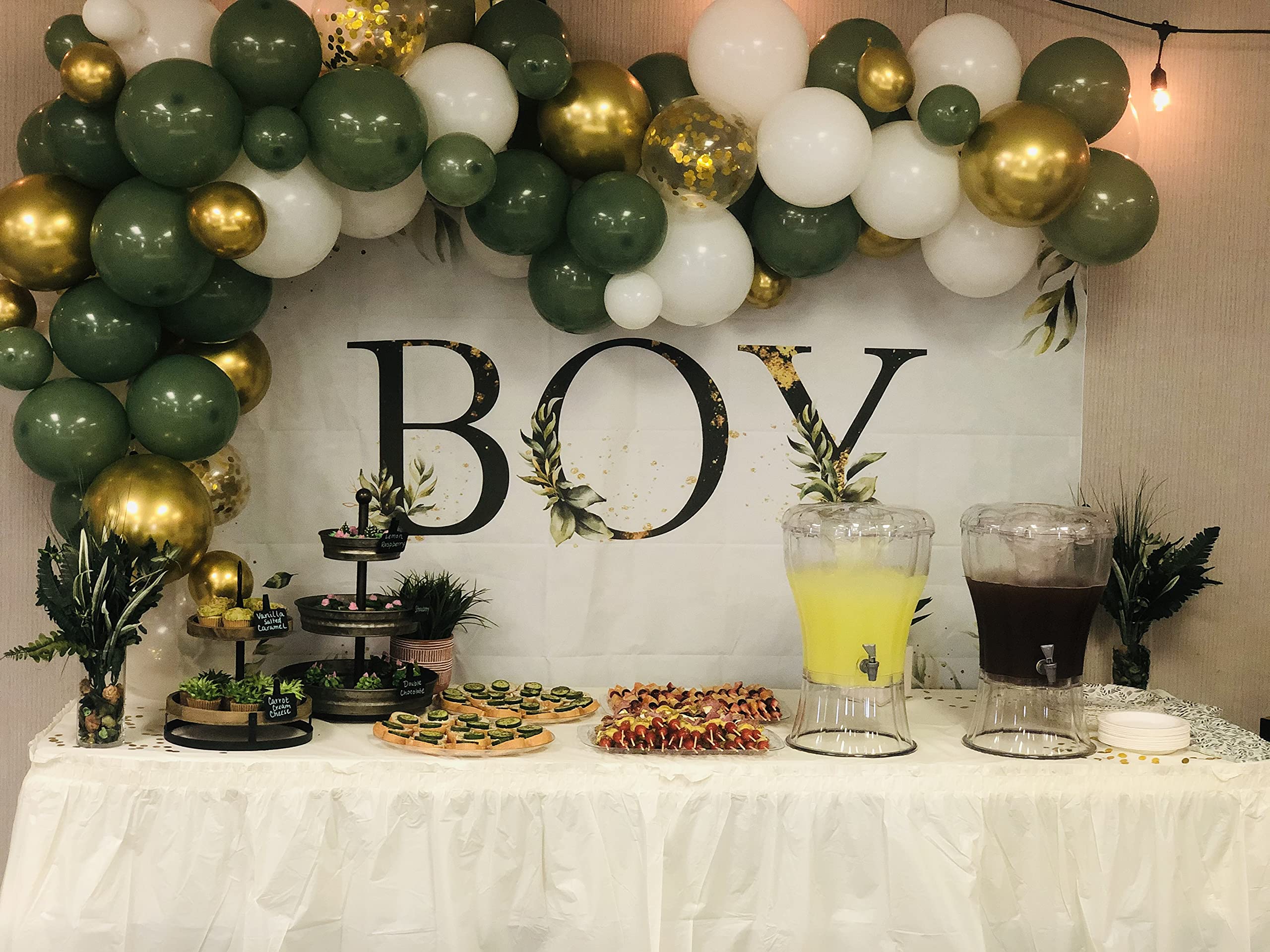 7x5ft (82x60 inch) Greenery Baby Shower Backdrop - Boho Eucalyptus Gender Reveal Party Decor for Boys, Spring Summer Nursery Decorations, Cake Table Banner & Photo Booth Background - Perfect for Baby Showers, Gender Reveals & Birthday Parties