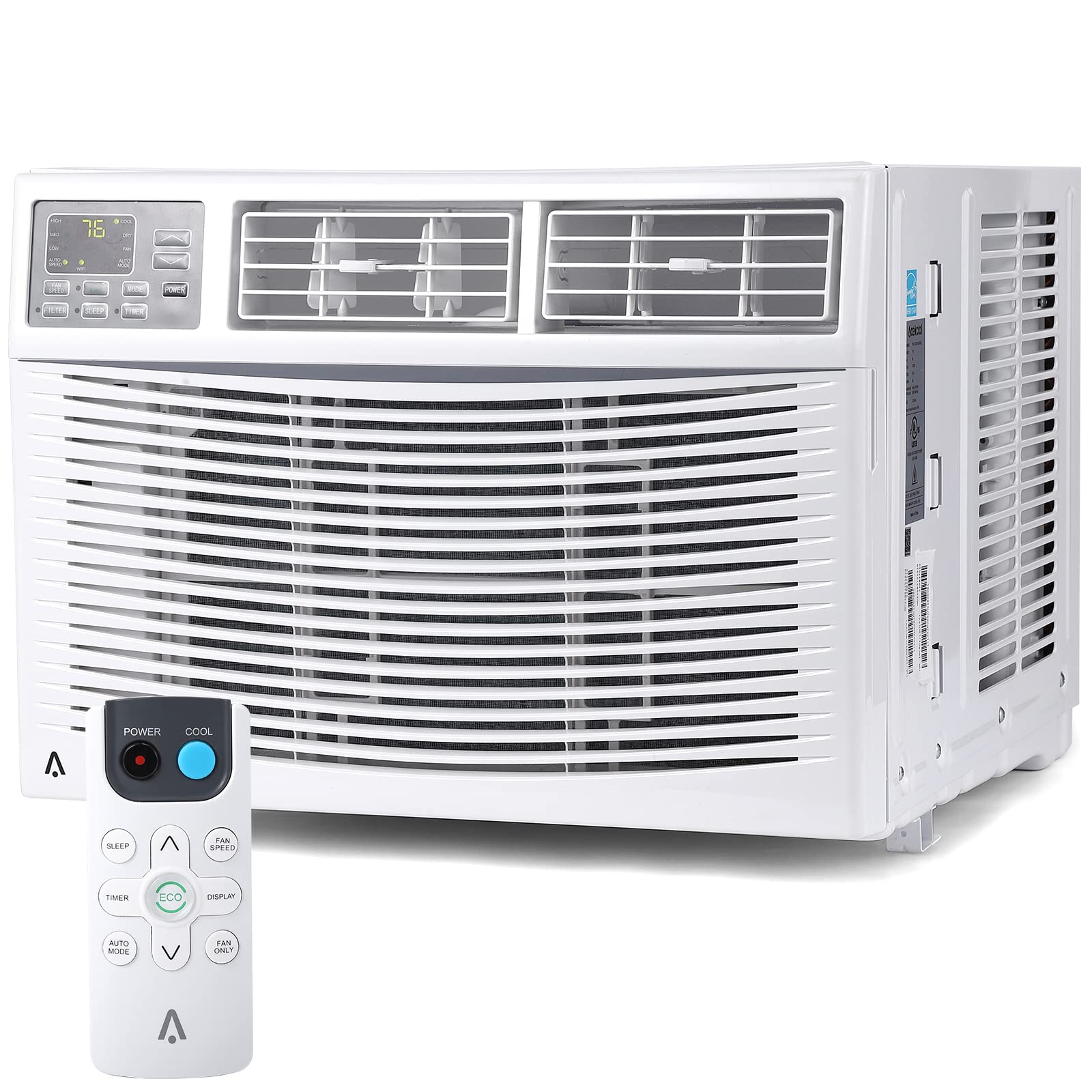 10,000 BTU Smart Wi-Fi Window Air Conditioner - Cools Up to 450 Sq. Ft, Remote & App Control, 24H Timer, Auto Restart, White - Perfect for Bedrooms, Living Rooms & Small Offices