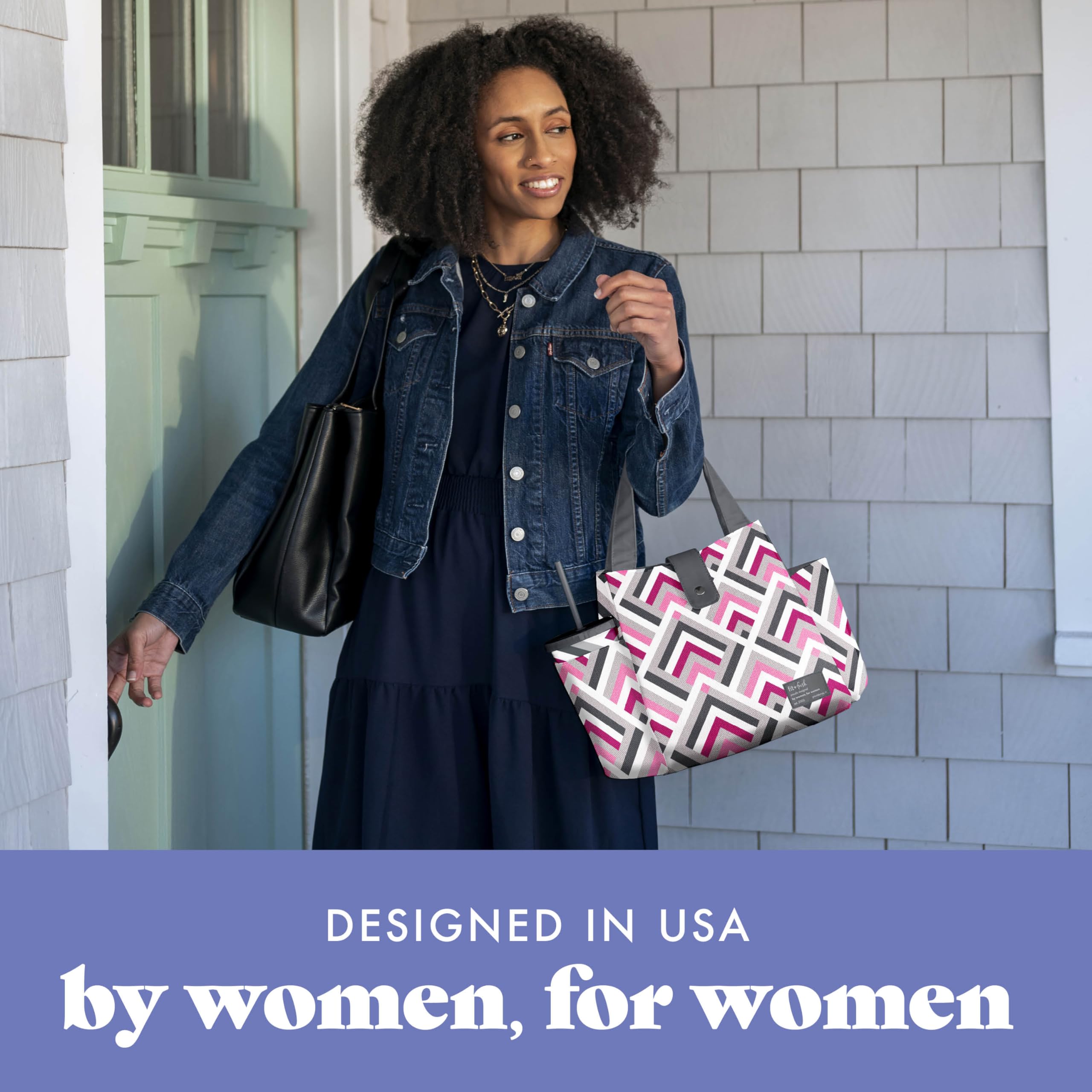 Fit & Fresh Insulated Lunch Bag for Women - Leakproof & Stain-Resistant Large Lunch Box with Containers & Matching Tumbler - Perfect for Work, Office, School, Picnics & Travel - Snap Closure Westport Bag in Magenta