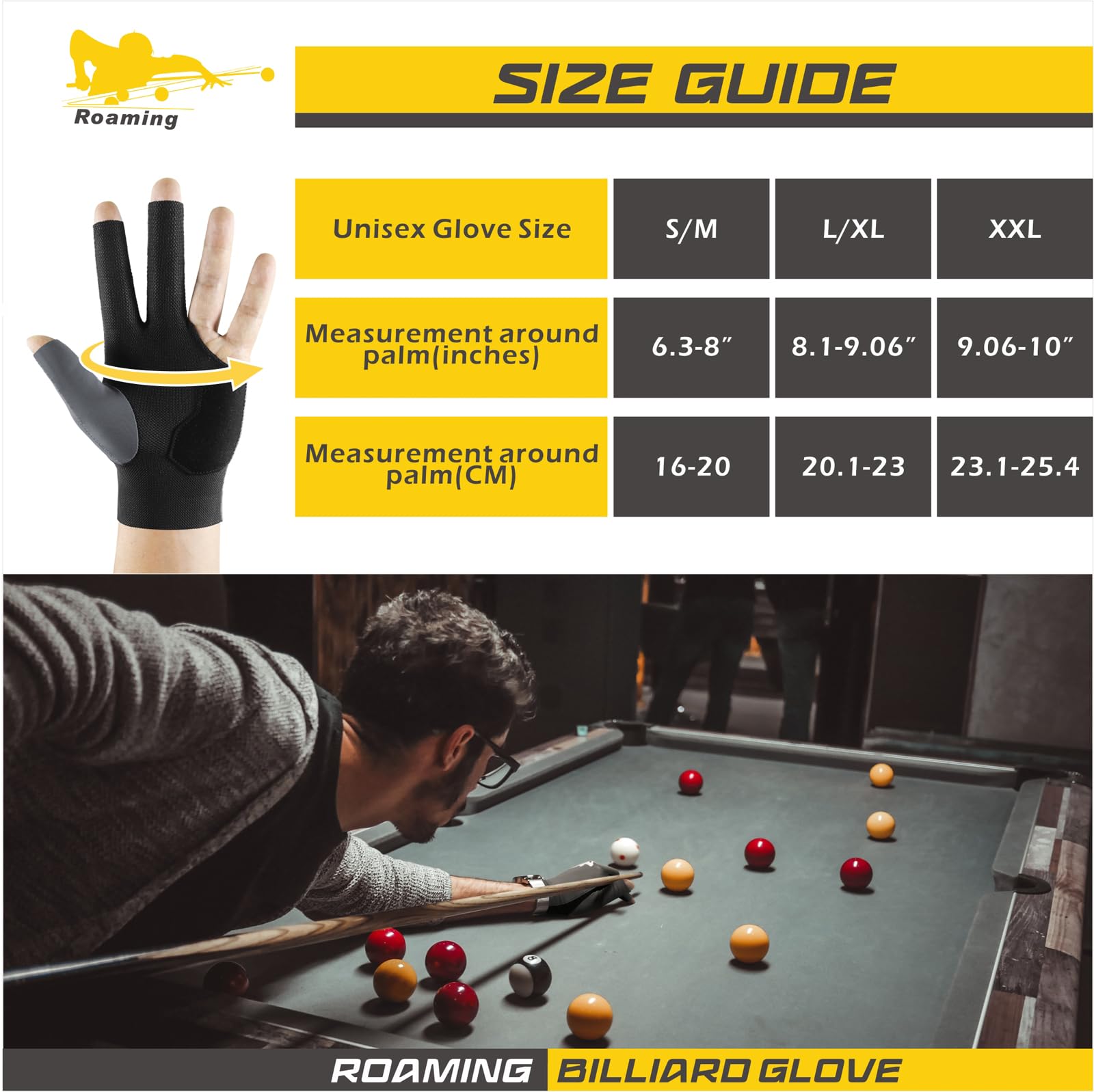 Professional Roaming Billiard Gloves for Men & Women - Ambidextrous Carom Pool Snooker Cue Sport Glove, Perfect for Left or Right Hand - Ideal for Tournament Play & Casual Gaming