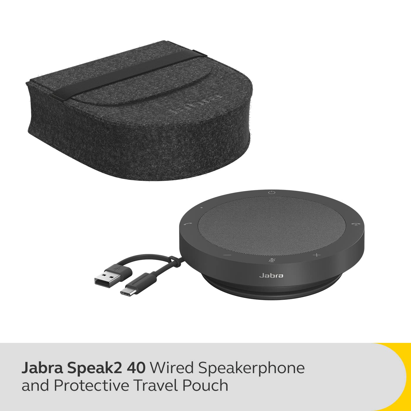 Jabra Speak2 40 Portable Speakerphone with 4 Noise-Cancelling Microphones, 50mm Full-Range Speaker & Wideband Audio - USB A/USB C Connectivity - Zoom & Google Meet Certified - Dark Grey - Perfect for Remote Work, Conference Calls & Home Office Meetings