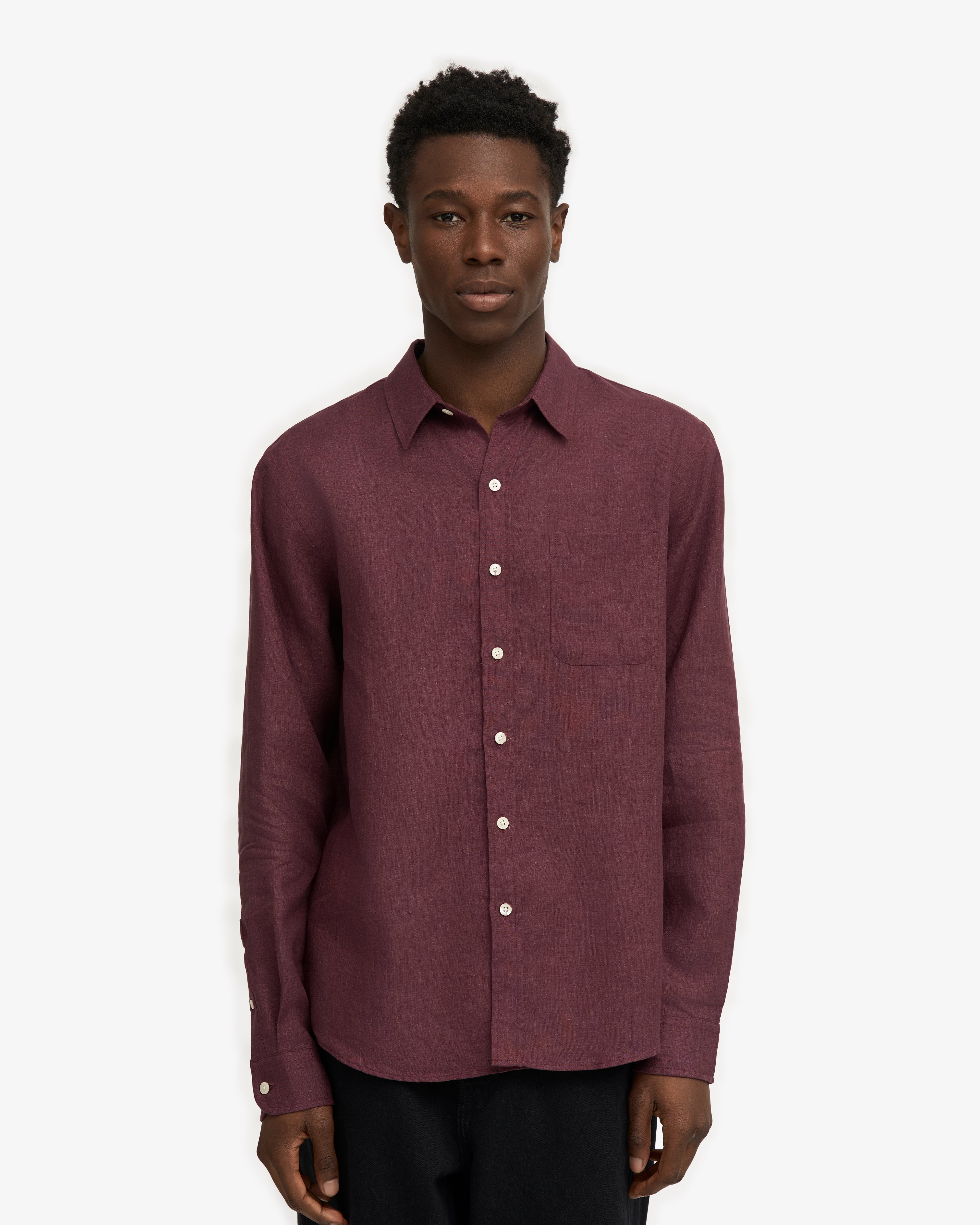 Premium Linen Shirt for Men - Breathable Oxblood Red Button Down Shirt - Casual Summer Office Wear & Vacation Outfit