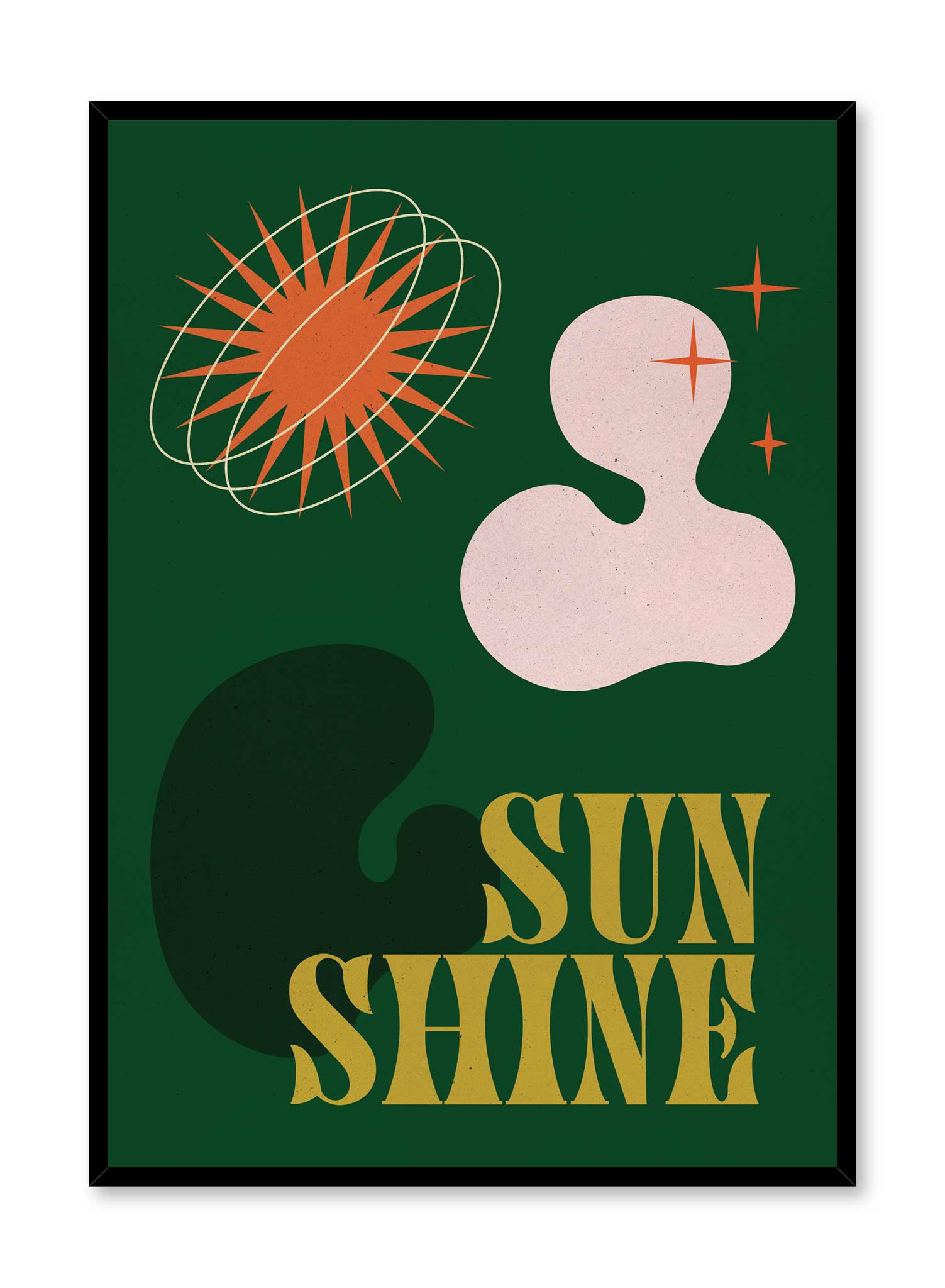 Vibrant Green Groovy Sunshine Poster - Retro Wall Art for Living Room, Bedroom & Office Decor