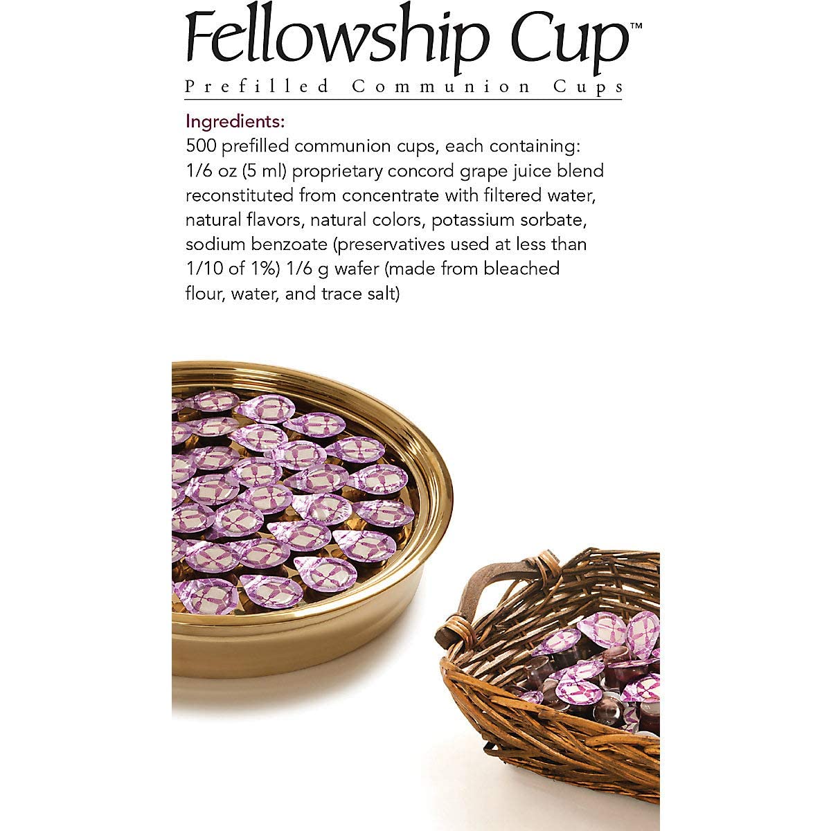 BROADMAN CHURCH SUPPLIES Pre-filled Communion Cups with Juice & Wafer - 500 Count Set for Holy Communion Services, Church Gatherings & Religious Ceremonies
