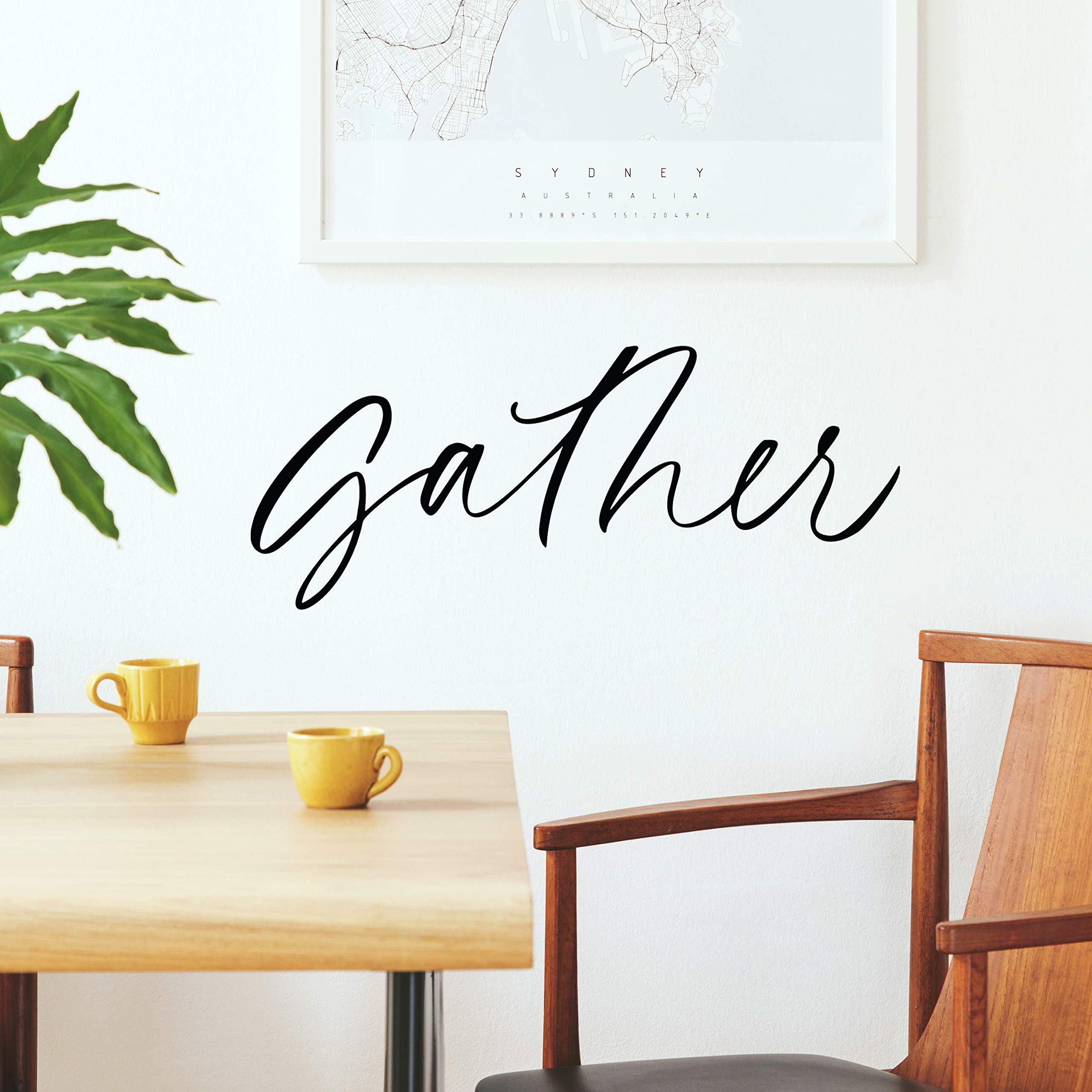Farmhouse Gather Peel and Stick Wall Decals - Black | Removable Wall Stickers for Home Decor | Perfect for Living Room, Bedroom, Nursery & Office