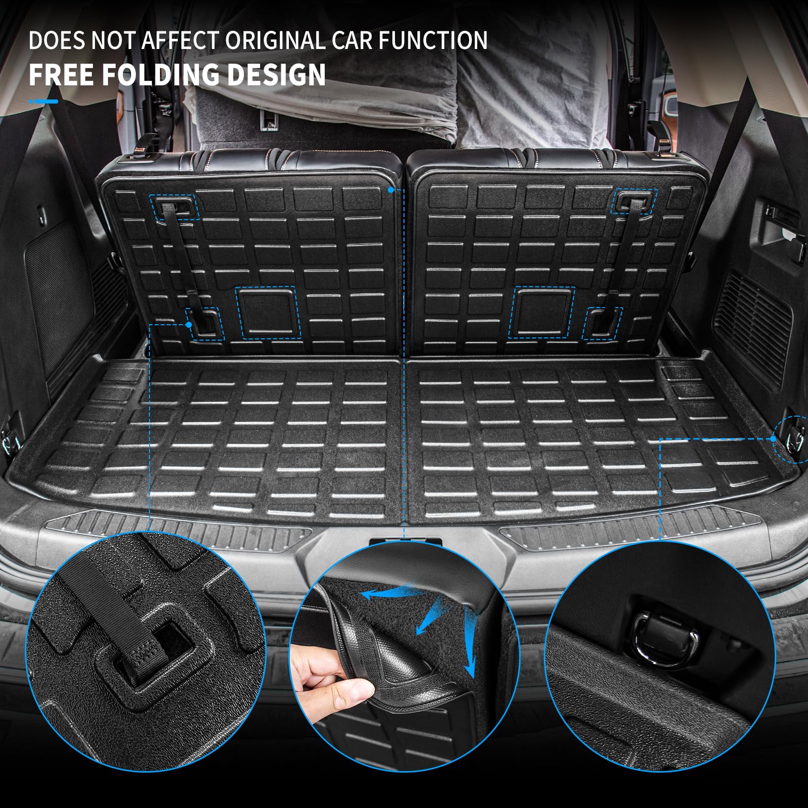 2020-2025 Ford Explorer 6-Seater All-Weather Cargo Liner & Trunk Mat Set - Heavy Duty Floor Mats with Backrest Protection | Perfect for Road Trips, Camping & Family Adventures