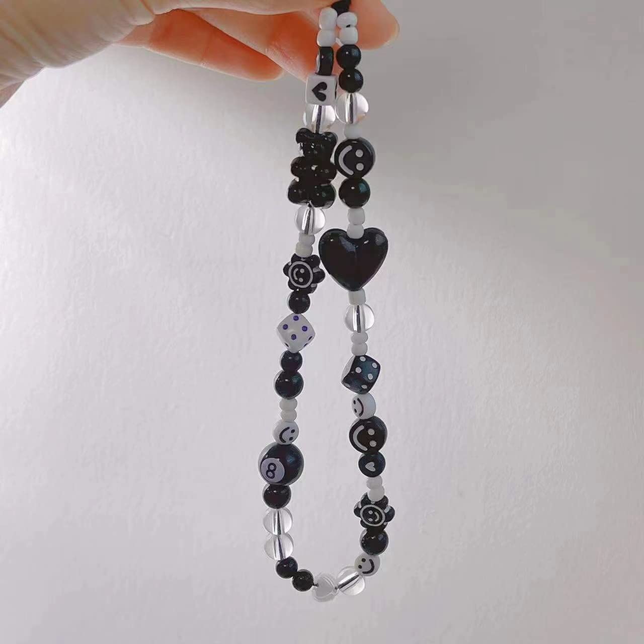 Cute Heart Phone Charm for Women - Fashion Acrylic Bead Phone Lanyard Strap with Anti-Lost Chain | Perfect for Phone Accessories, Keychains & Gift Giving