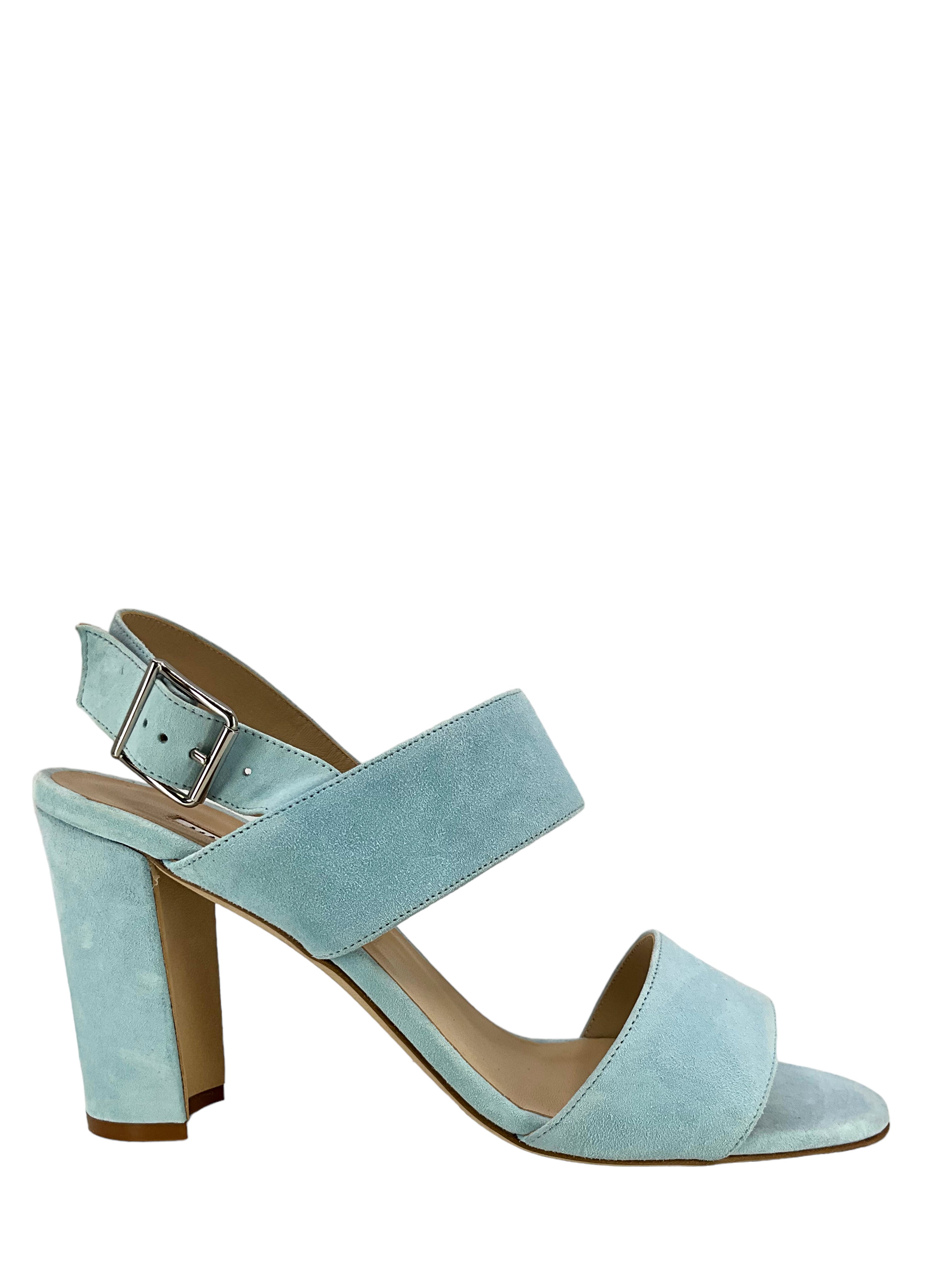 Manolo Blahnik Suede Ankle Strap Heels - Women's Size 38 Luxury Dress Sandals for Weddings & Evening Events