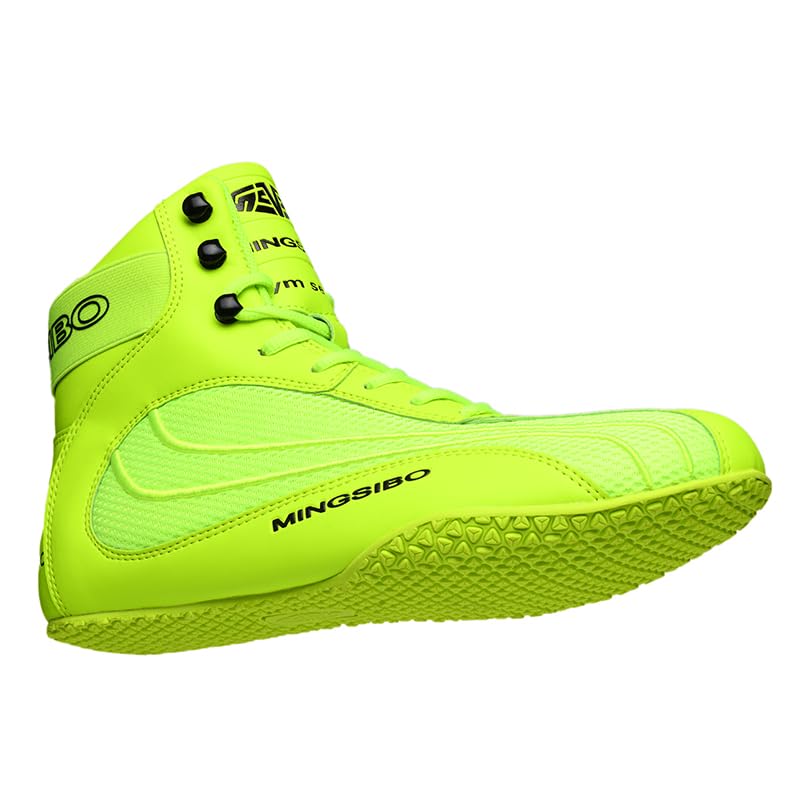 Men's & Youth Anti-Slip Boxing Wrestling Shoes - Lightweight Breathable Training Boots for Boxing, MMA, Martial Arts & Gym Workouts (Green)