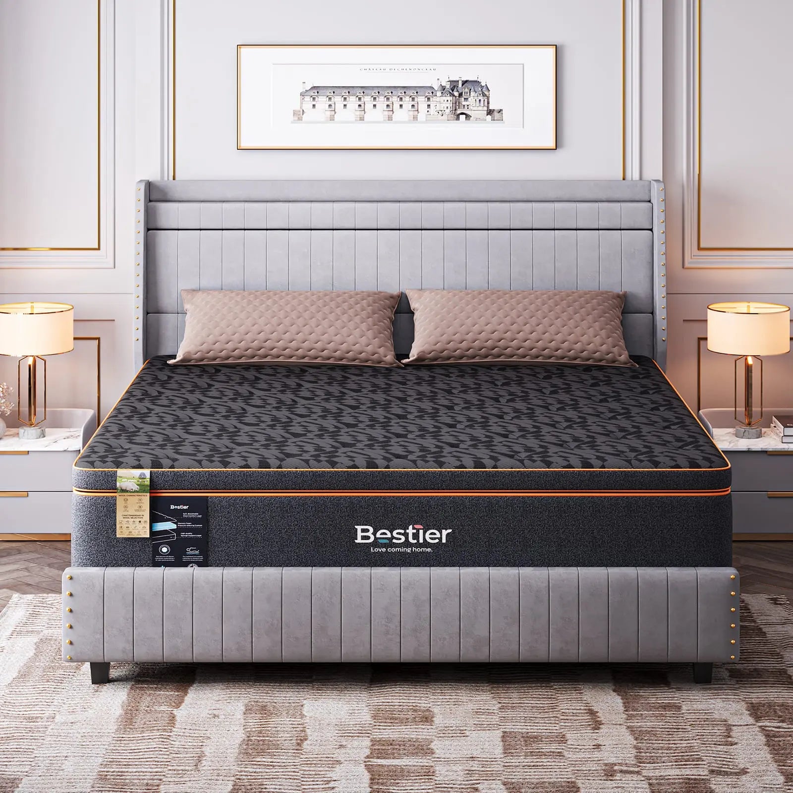 Bestier 12 Inch Organic Wool Pillow Top California King Gel Memory Foam Mattress - Premium Support for Back Pain Relief & Pressure Relief - Perfect for Master Bedroom, Guest Room & RV Use
