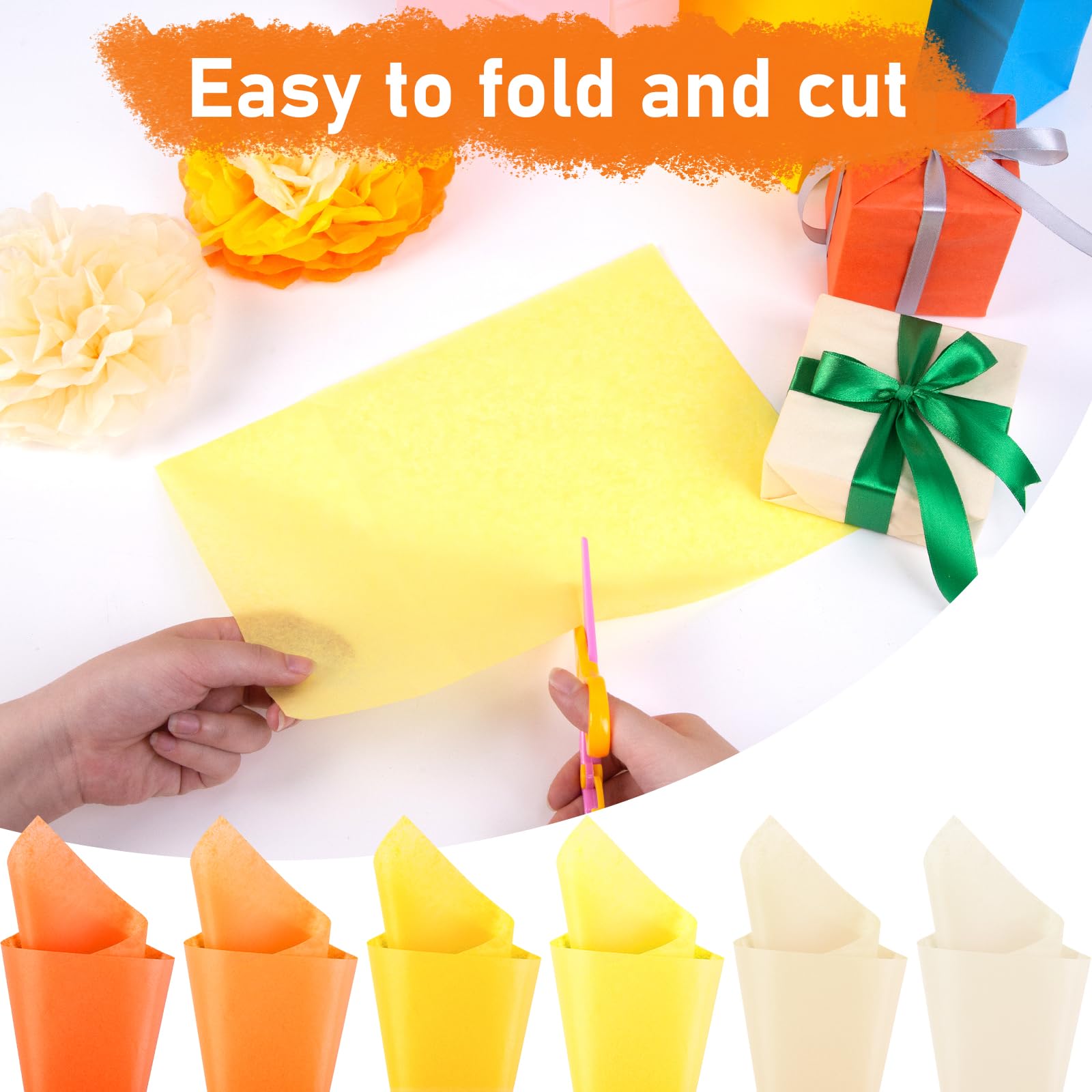 VGOODALL 450 Sheets Orange Tissue Paper, 11.5 x 8 Inch Bulk Fall Tissue Paper for Gift Wrapping, DIY Crafts, Birthday & Thanksgiving Party Decorations - Perfect for Autumn, Halloween, and Holiday Gift Bags