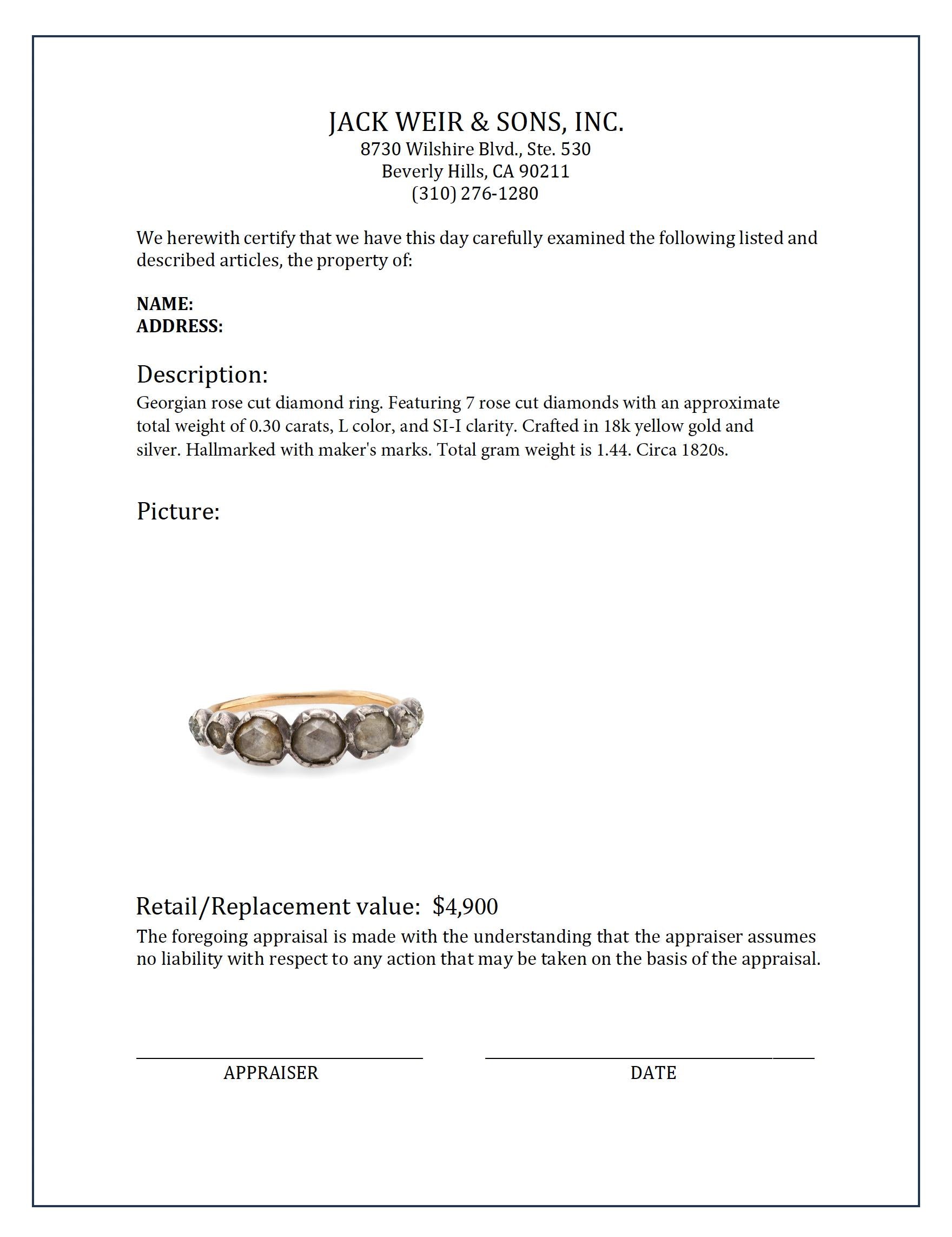 Exquisite Georgian Rose Cut Diamond Ring in 18K Yellow Gold & Silver - Vintage Jewelry for Weddings, Anniversaries & Special Occasions