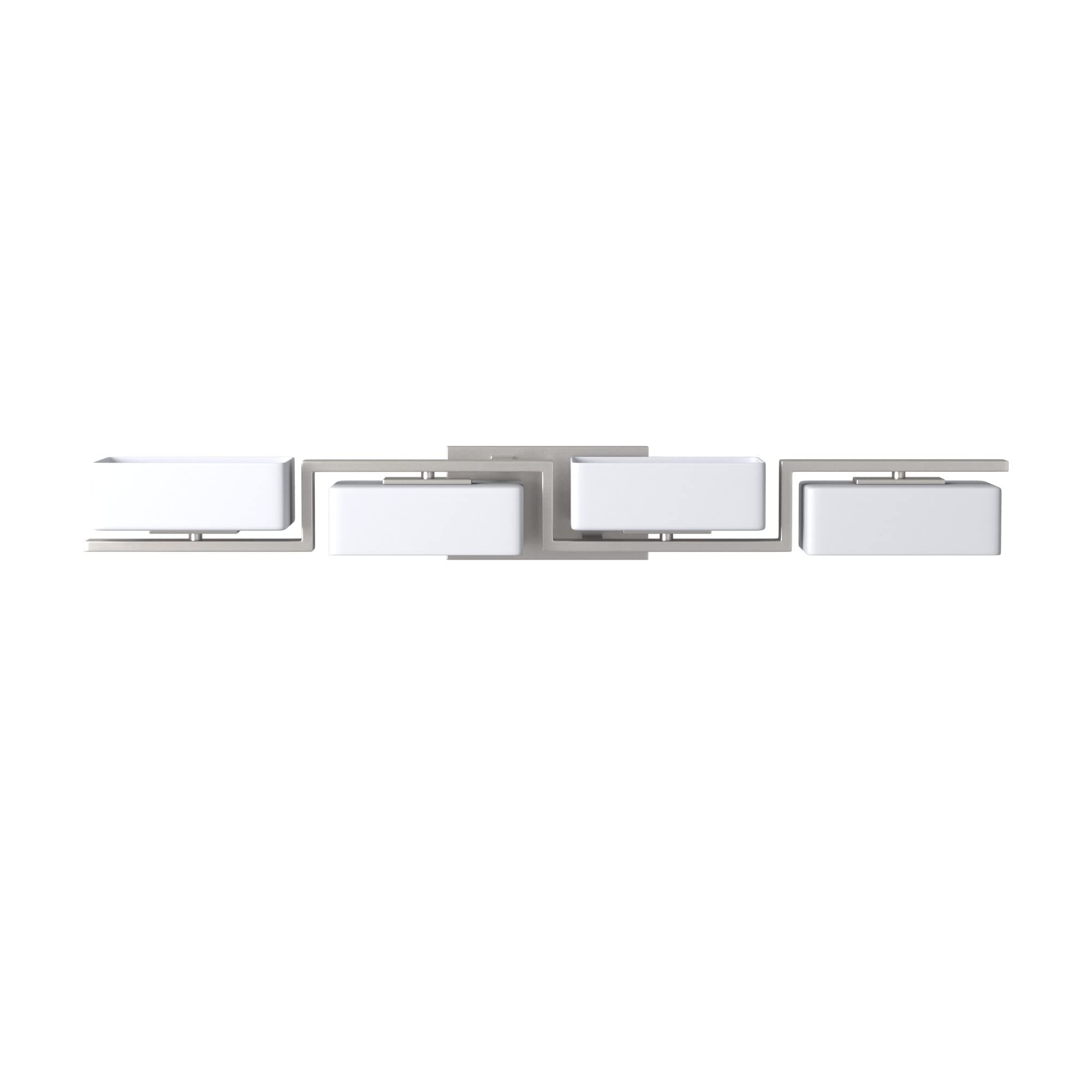 Designers Fountain 6714-SP 33.75 Inch Meridian 4-Light Bathroom Vanity Light Fixture in Satin Platinum - Perfect for Modern Bathroom Makeovers & Spa-Like Lighting
