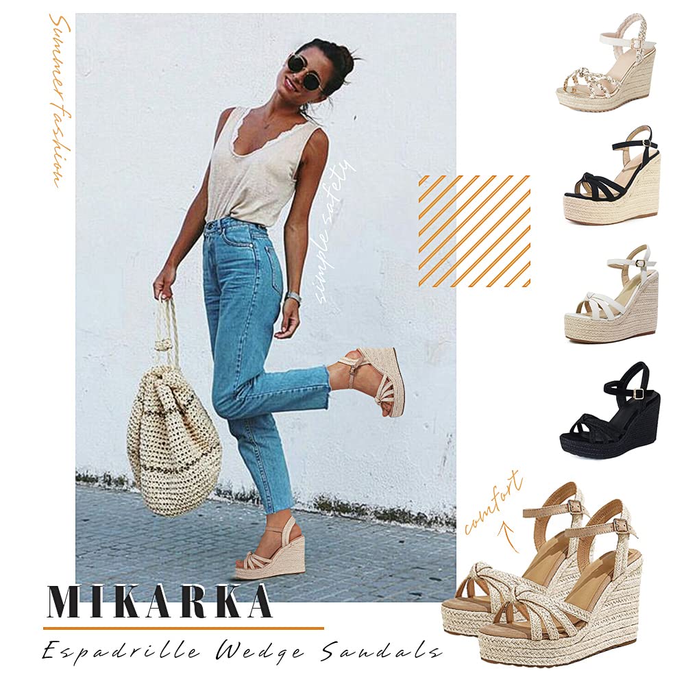 Women's Platform Ankle Strap Sandals - Open Toe Espadrille Wedge Sandals for Summer | Casual Comfortable Beach & Vacation Shoes for Women
