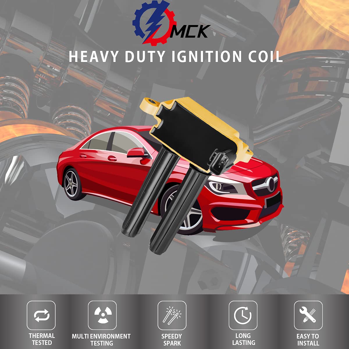 8-Piece MCK Energy Ignition Coil Pack & Iridium Spark Plug Set - Compatible with Chrysler Dodge Jeep Ram 1500/2500/3500, Challenger, Charger, Durango (2010-2017) 5.7L V8 HEMI Engine - High Performance Replacement for Smoother Acceleration & Better Fuel Efficiency