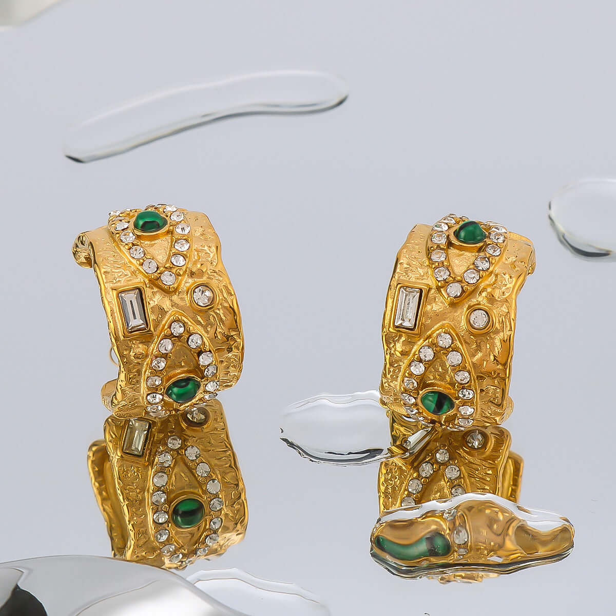 18K Gold Evil Eye Turkish Thick Huggie Hoop Earrings for Women – Stylish Protection Jewelry Gift for Birthday, Wedding, Party & Everyday Wear | JDE002