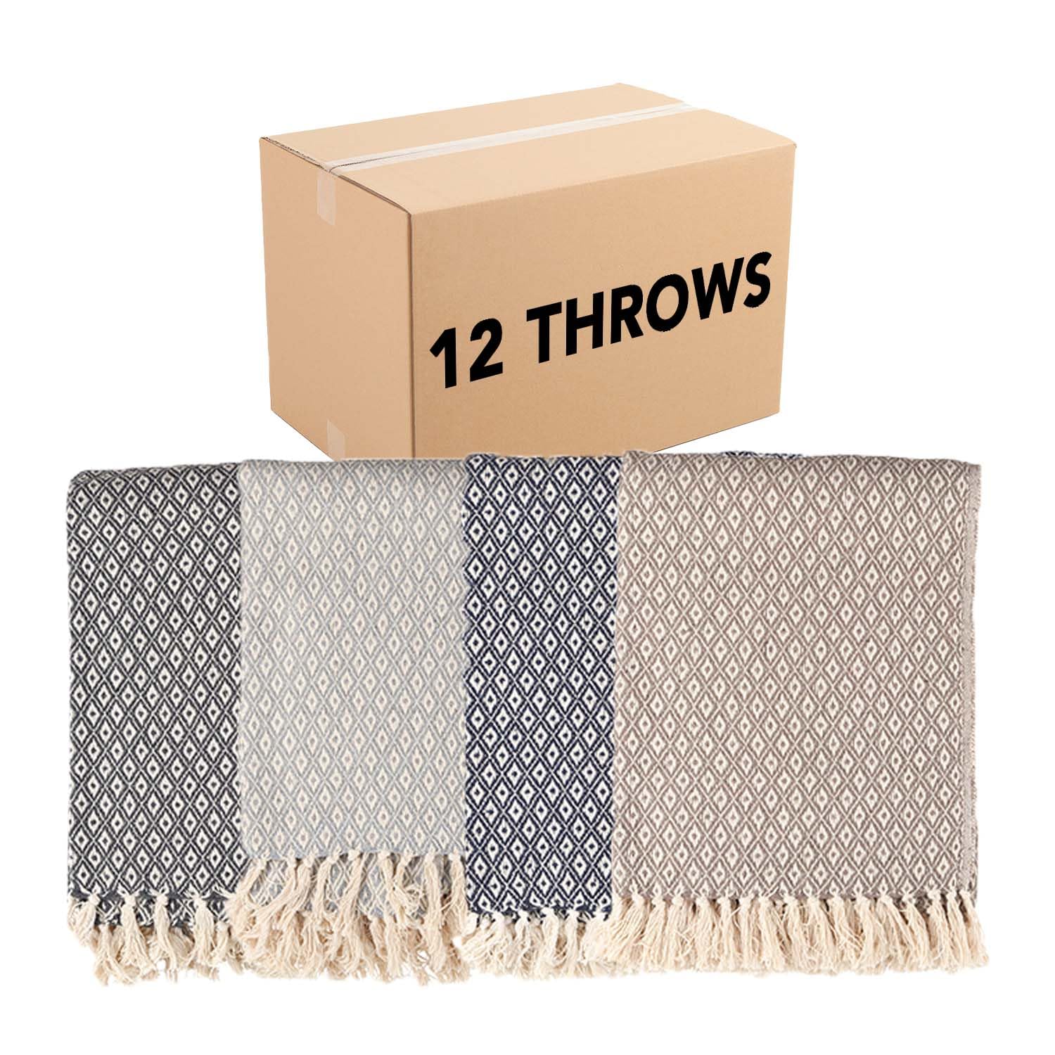 Arkwright 12-Pack Reversible 100% Cotton Blankets - All Season Lightweight Throw (50