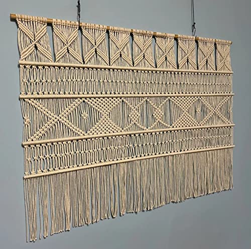Handmade Large Macrame Wall Hanging Decor - Boho Tapestry Wall Art, Woven Bohemian Home Decor for Living Room, Bedroom, Nursery & Office