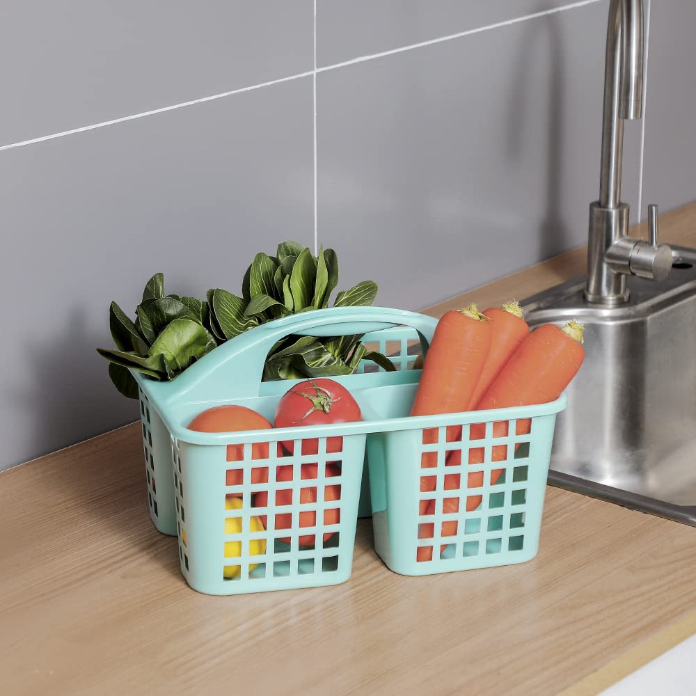Plastic Cleaning Caddy with Handle - Shower & Garden Storage Basket (Blue)