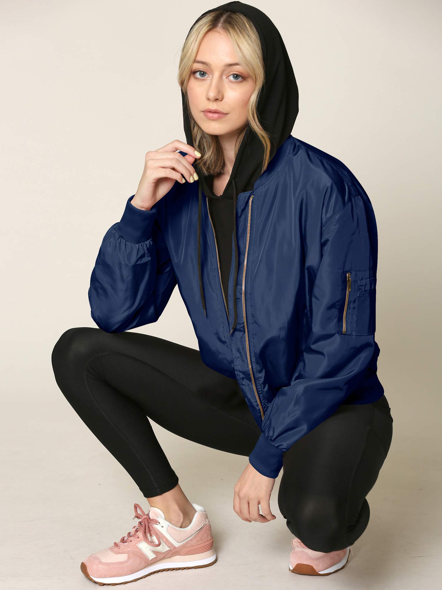 Lock and Love Women's Classic Lightweight Jacket - Multi-Pocket Windbreaker Bomber Jacket for Outdoor Activities, Travel & Casual Wear