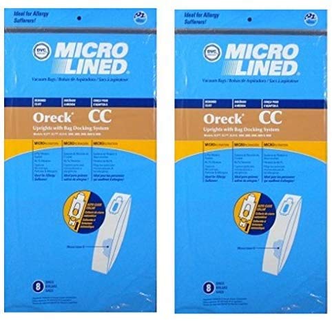 DVC MicroLined XL & Type CC Vacuum Cleaner Bags - 16 Bags (2 x 8-Packs) | Premium Filtration for Pet Hair & Allergies | Ideal for Hoover, Kenmore & More Vacuum Models | Home & Office Cleaning