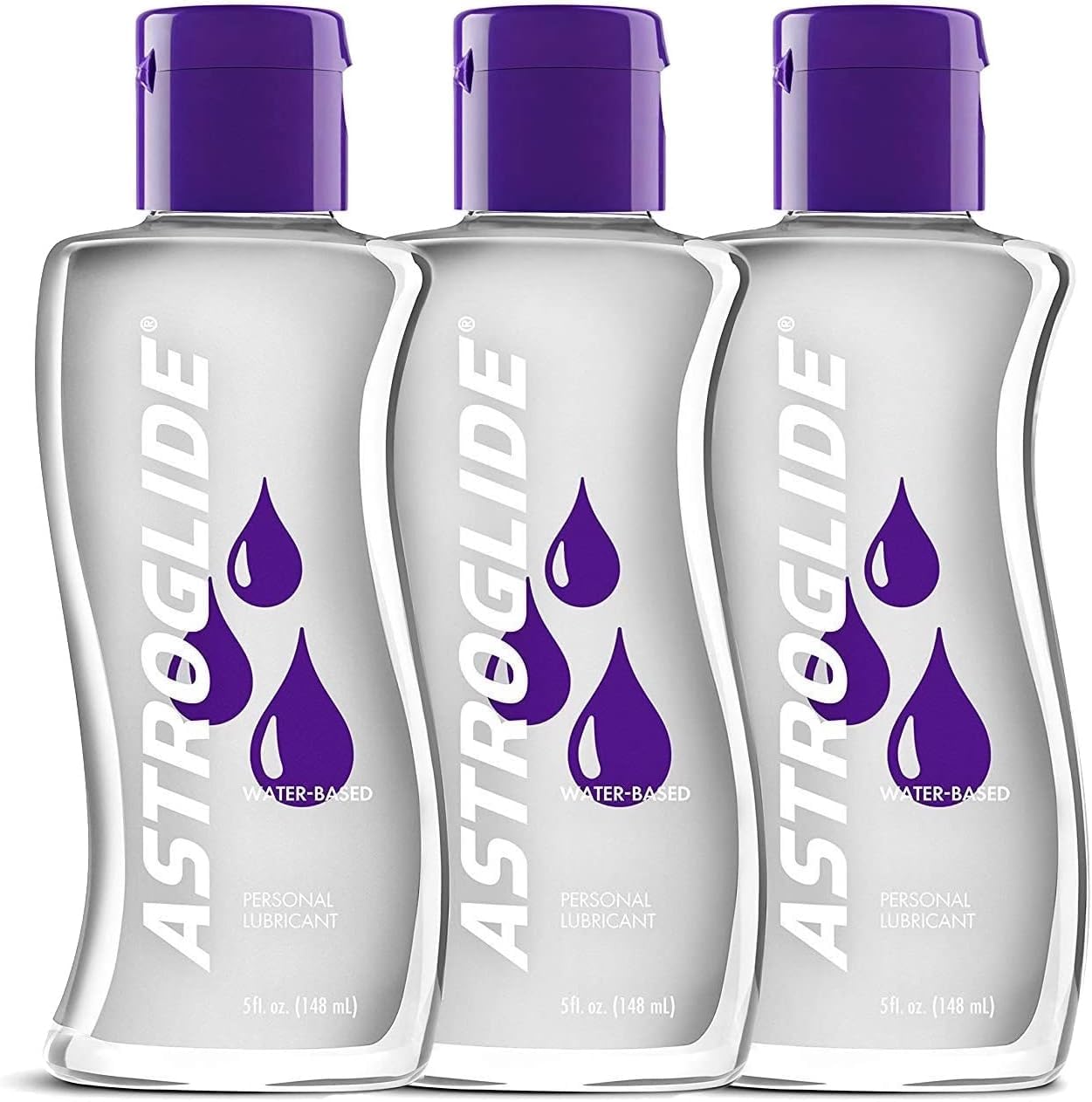 Astroglide Water Based Personal Lubricant (5oz) - Long Lasting Sex Lube for Men, Women & Couples - Safe with Toys - Pack of 3 - Perfect for Sensitive Skin, Intimate Moments & Enhanced Pleasure