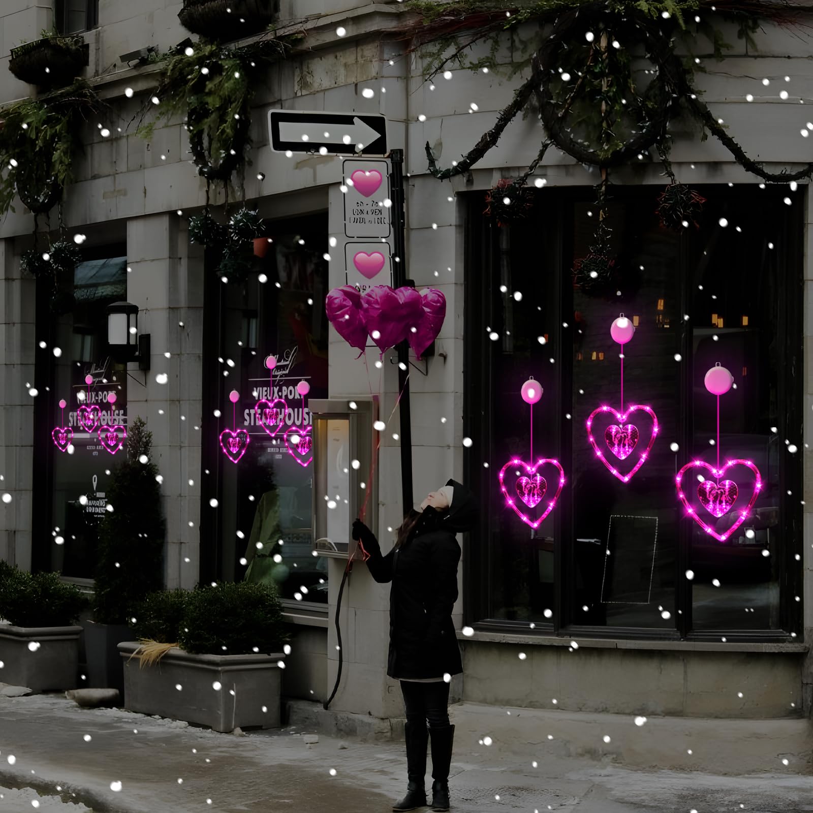 3 Pack Valentine's Day LED Window Lights - Battery Powered Heart Shaped Sucker Decor with Timer, Pink Hanging Lights for Indoor Home Holiday Decor (2025) | Perfect for Bedroom, Living Room & Party Decorations