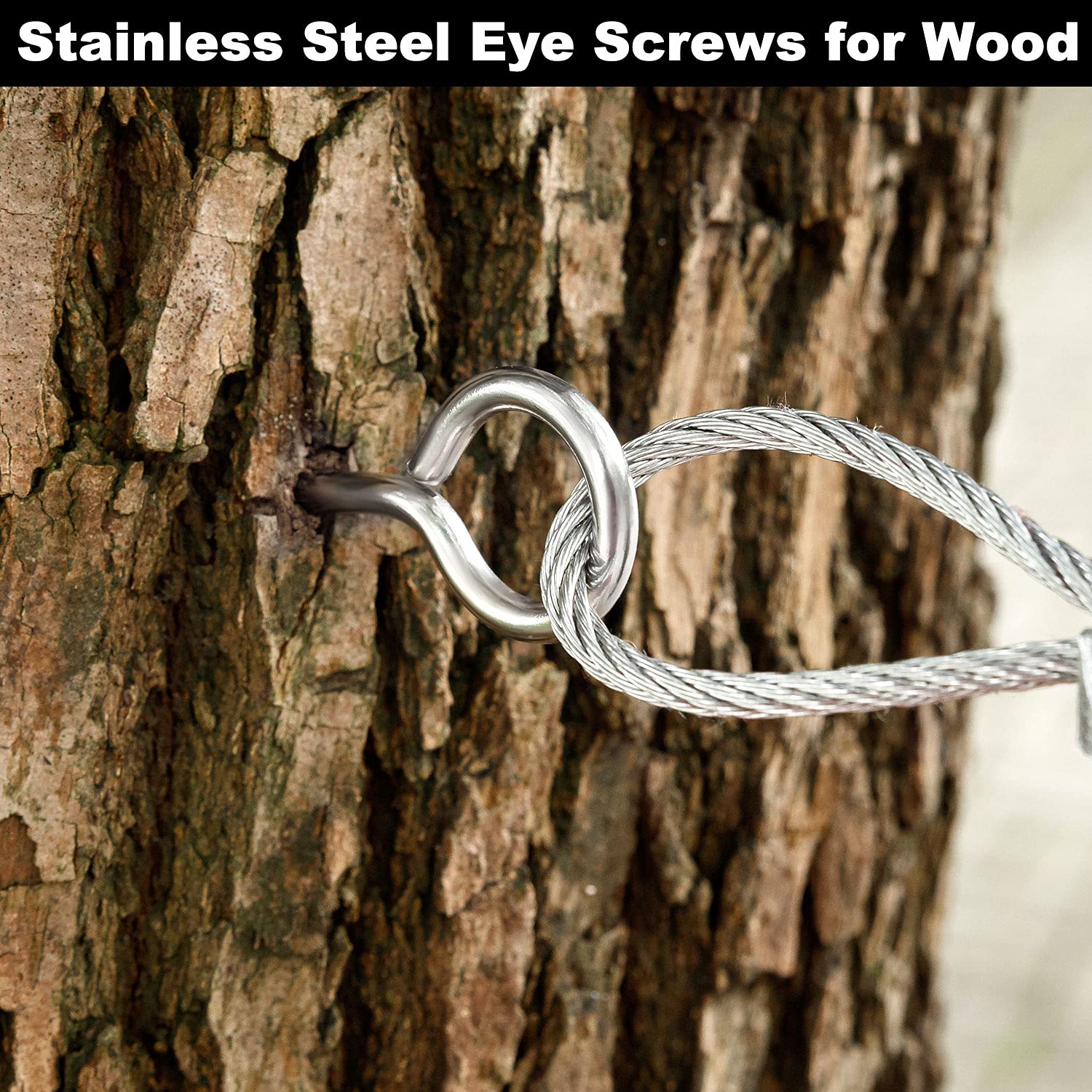2.5 Inch Heavy Duty 304 Stainless Steel Eye Hooks Screw (10 Pack) - Silver Eye Bolts for Wood, Cable Wires & Secure Hanging - Indoor & Outdoor Use for Hanging Plants, Decor, Lights & More