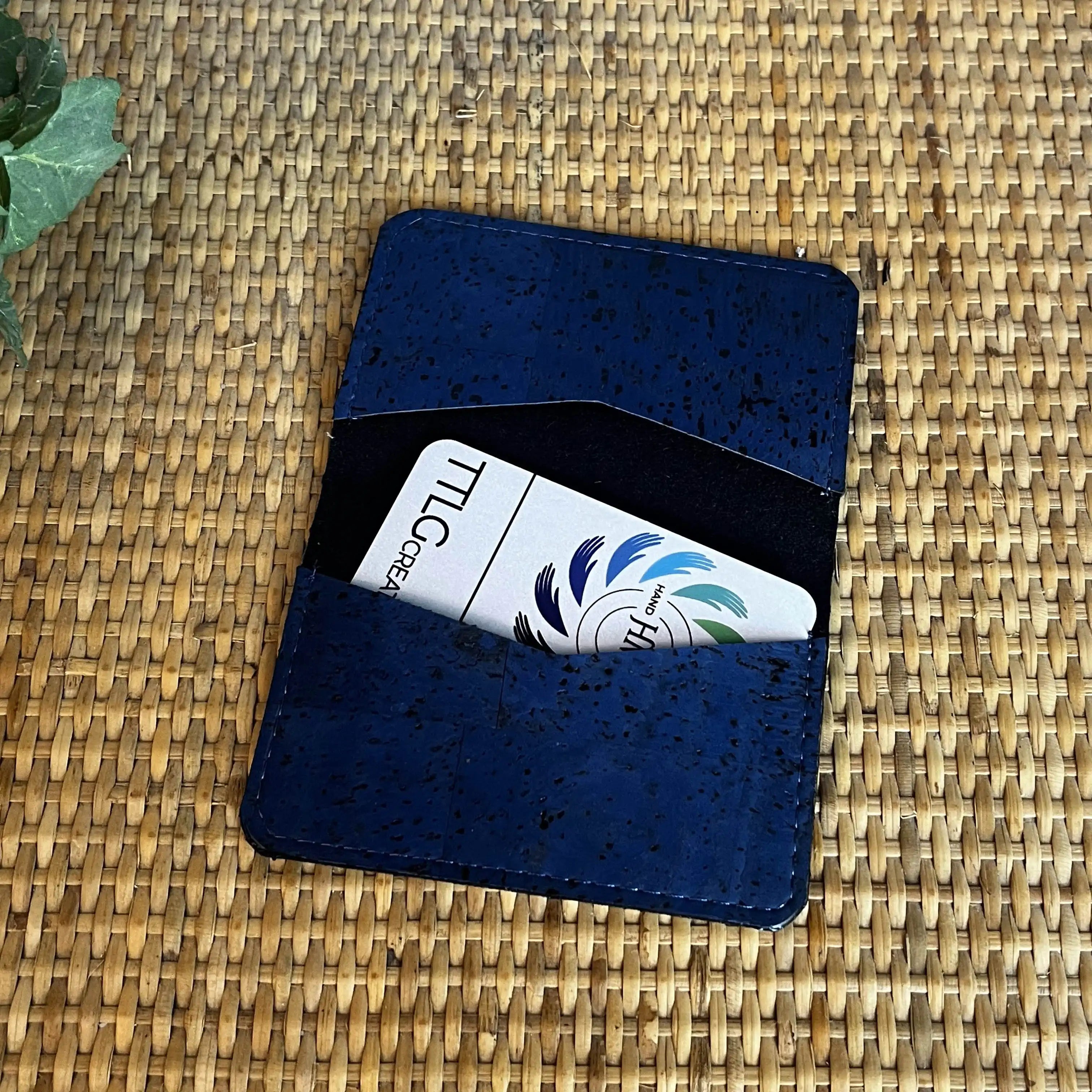 Slim Denim Blue Cork Card Holder - Minimalist RFID Blocking Wallet for Men & Women - Perfect for Travel, Business & Everyday Use